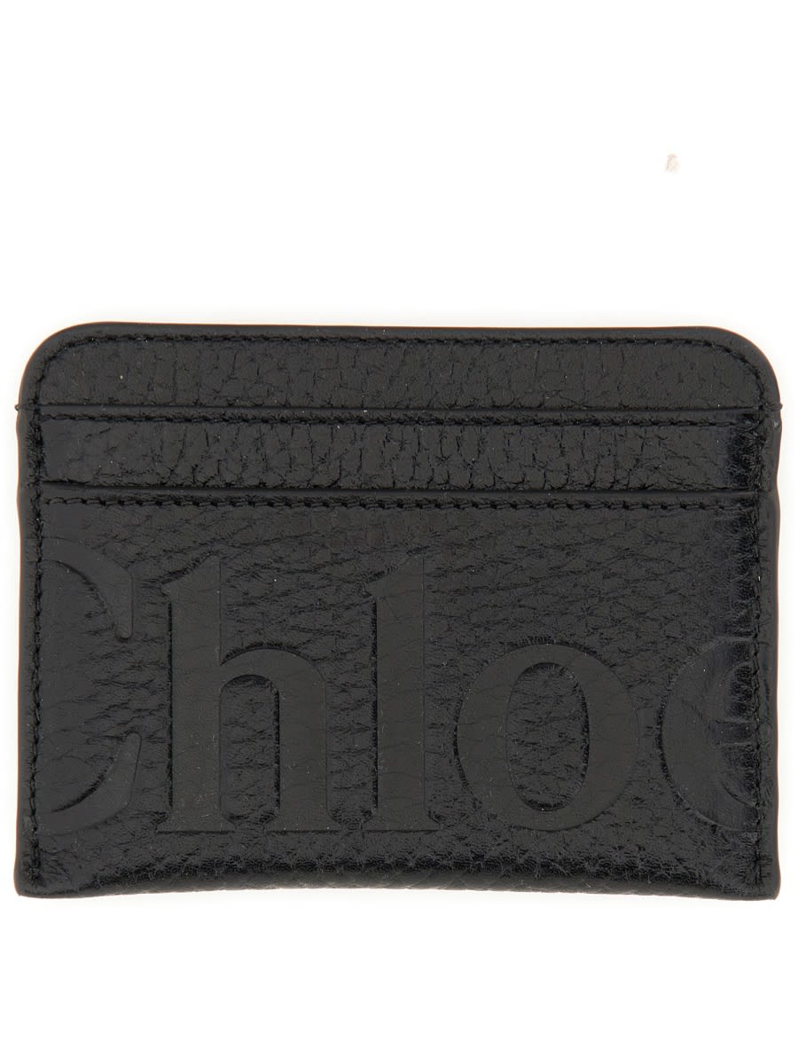 Shop Chloé Leather Card Holder In Black