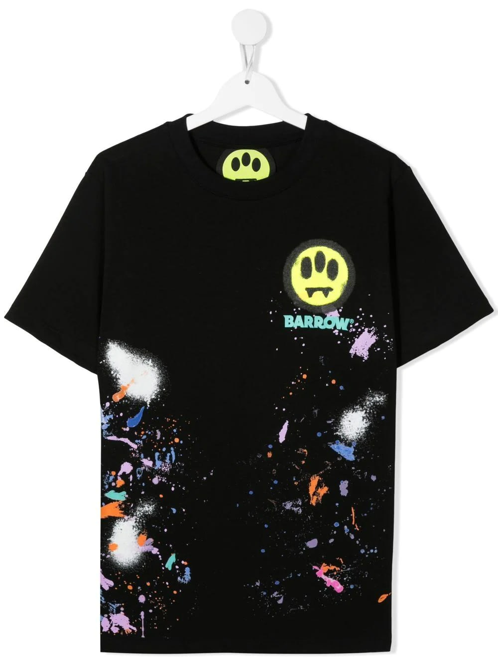Barrow Kids Black T-shirt With Color Spots And Front And Back Screen Printing