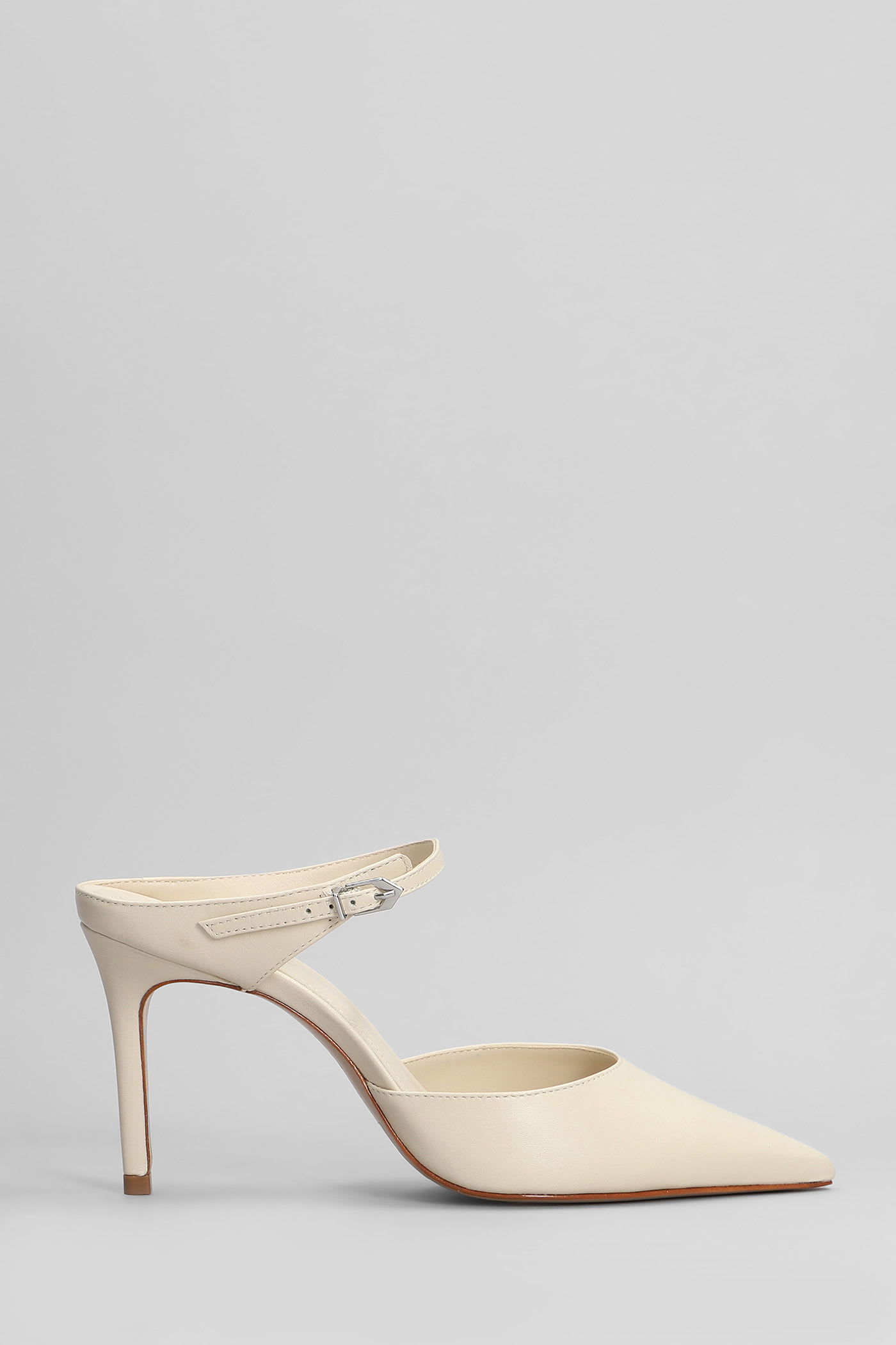SCHUTZ LAURA MULE SLIPPER-MULE IN BEIGE LEATHER 