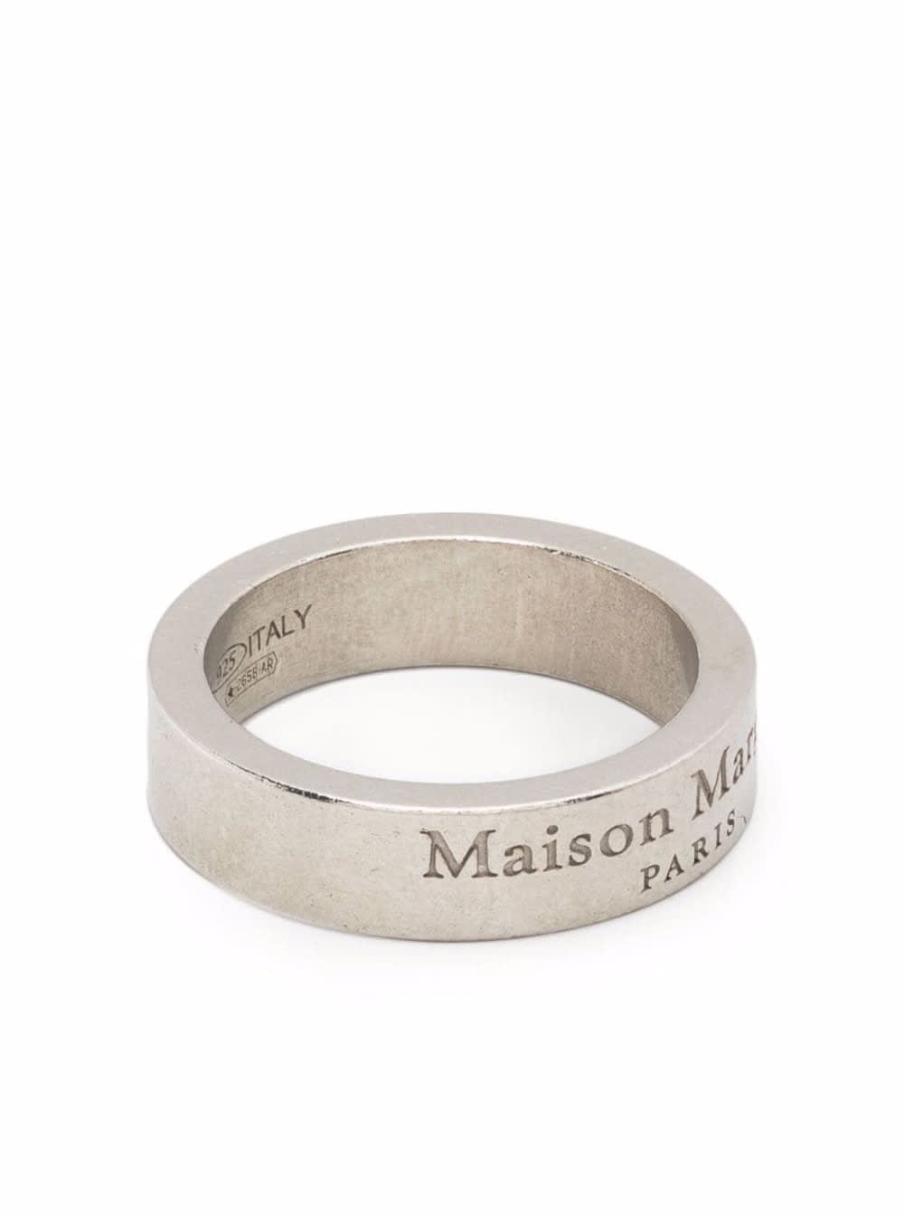 Maison Margiela Womans Silver Ring With Engraved Logo