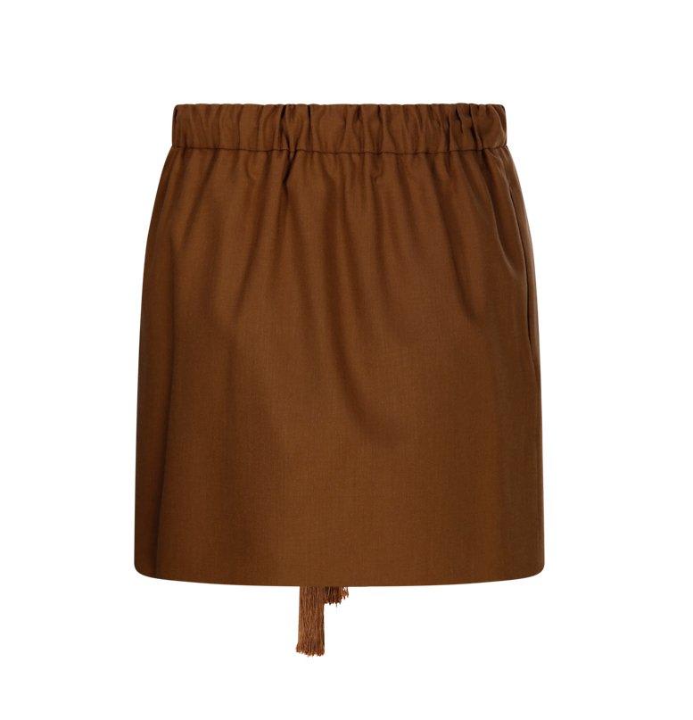 Max Mara Tabarin Tassel Detailed Mini Skirt In Leather Brown