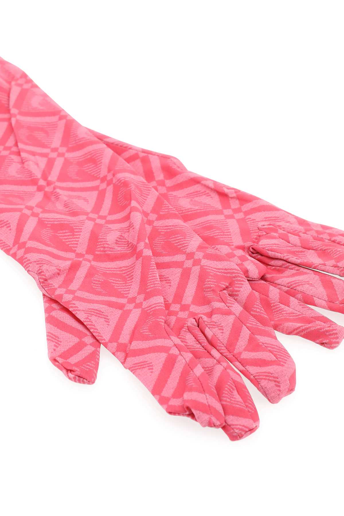 Shop Marine Serre Printed Stretch Nylon Gloves In Pink