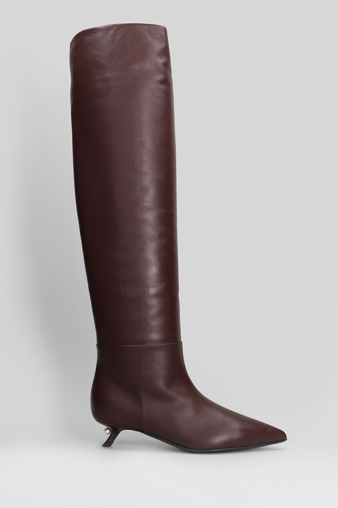 Debby 035 Low Heels Boots In Bordeaux Leather