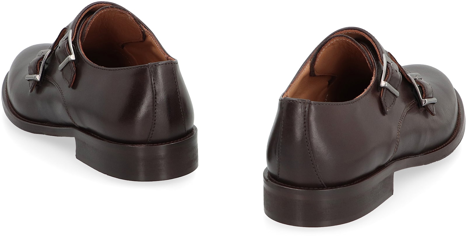 Bruno Magli Leather Monk-strap Shoes In Brown