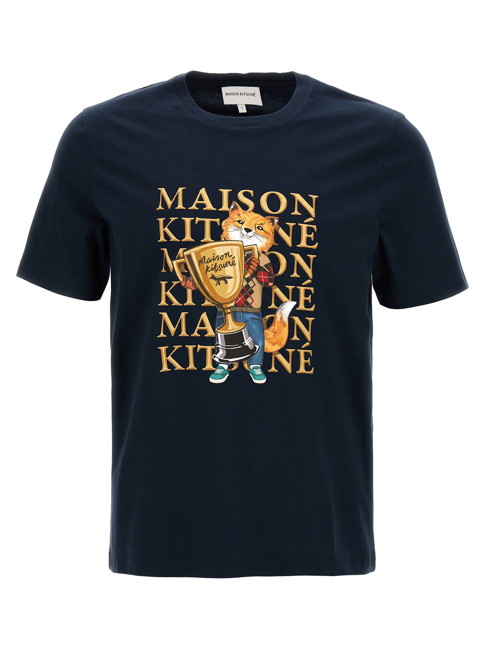 Shop Maison Kitsuné Fox Champion T-shirt In Blue