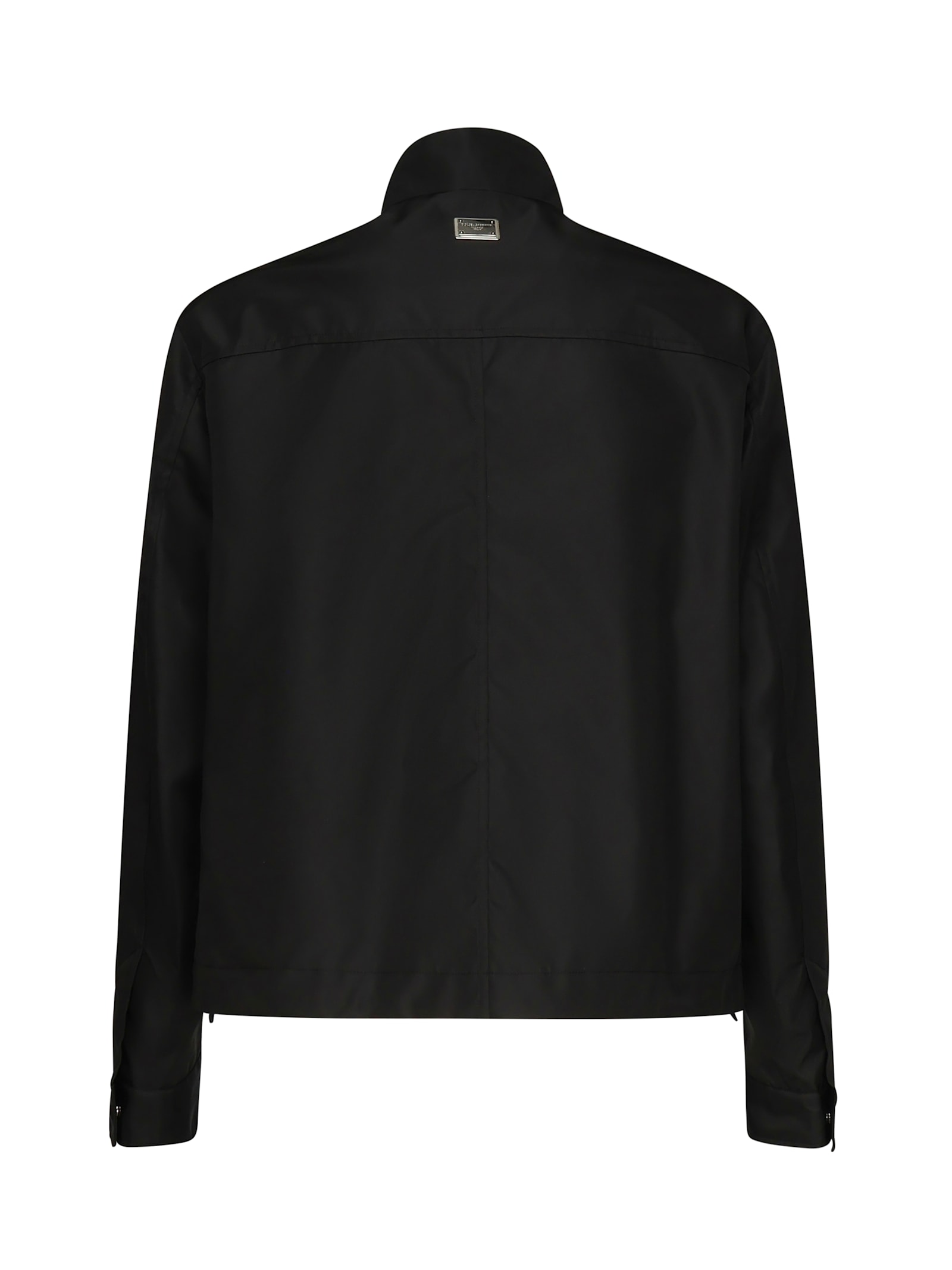 Dolce & Gabbana Canvas Bomber Jacket With Logo In Black