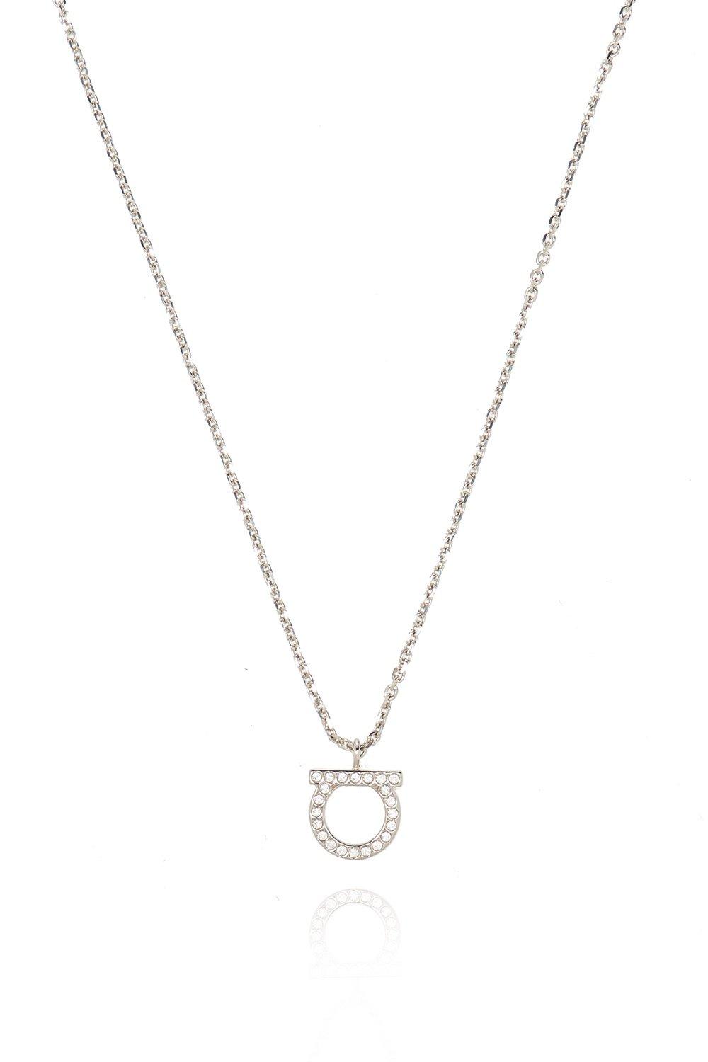 Ferragamo Women Collana Gancio Con Cristalli In Metallic