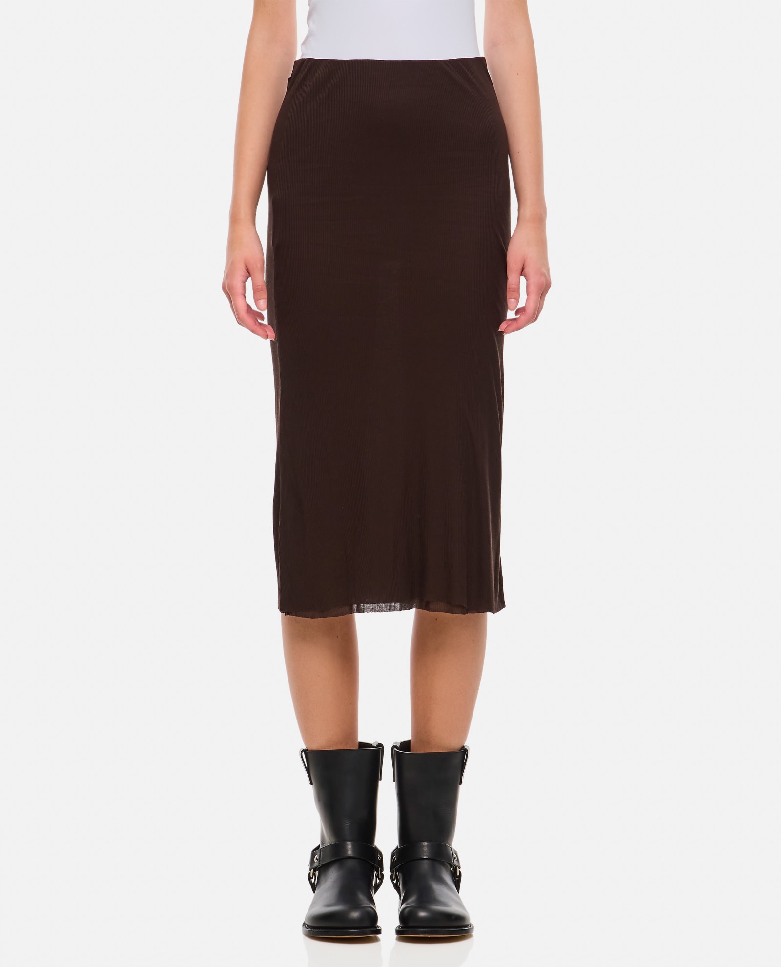 Shop Khaite Leema Midi Skirt In Dark Brown