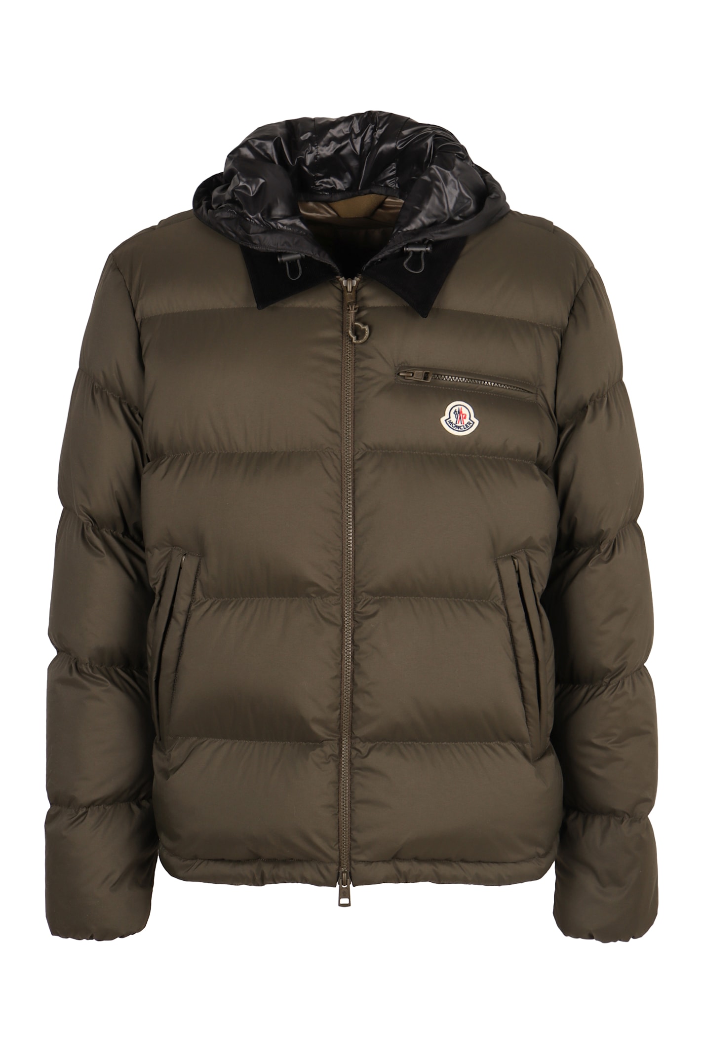 Shop Moncler Calima Short Down Jacket In Green