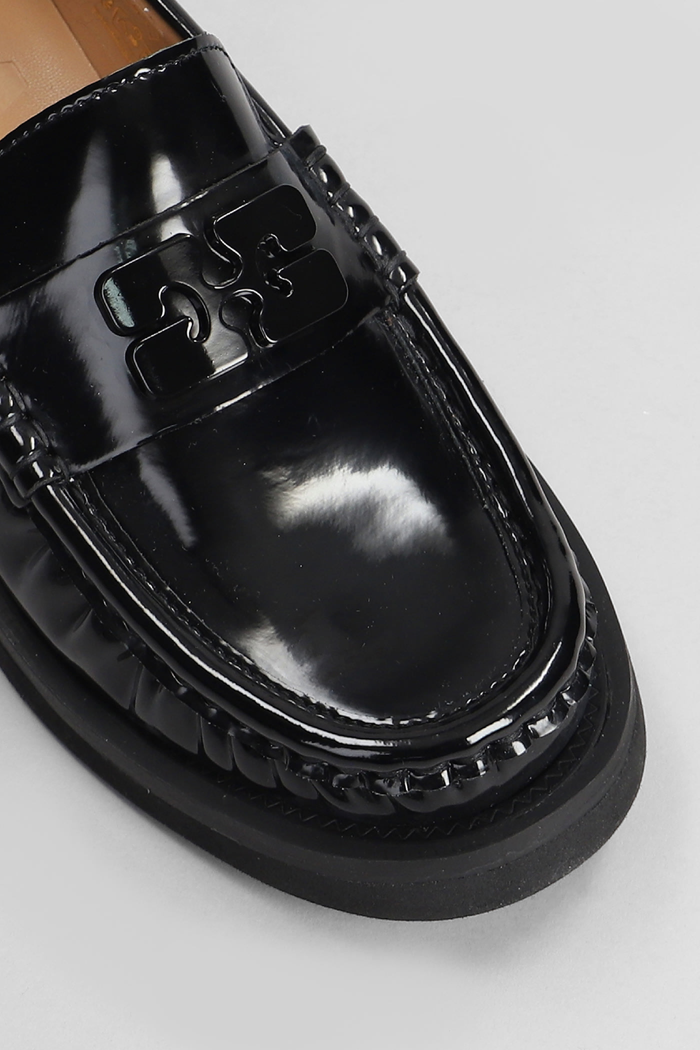 Shop Ganni Loafers In Black Leather