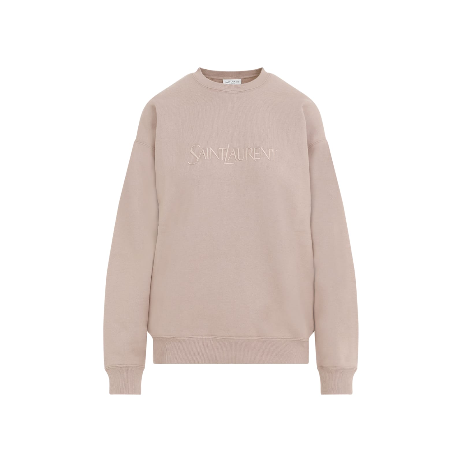 Saint Laurent Cotton Logo Sweatshirt In Nude Rose