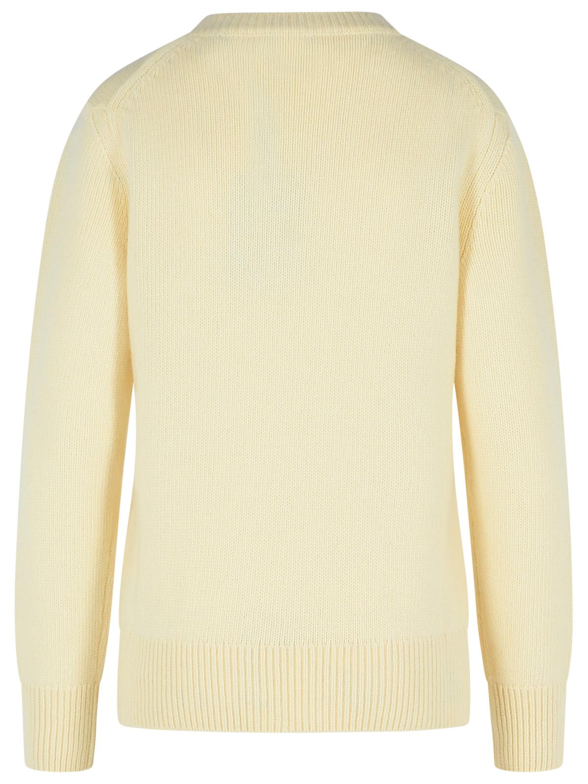 Shop Burberry Cream Wool Blend Sweater