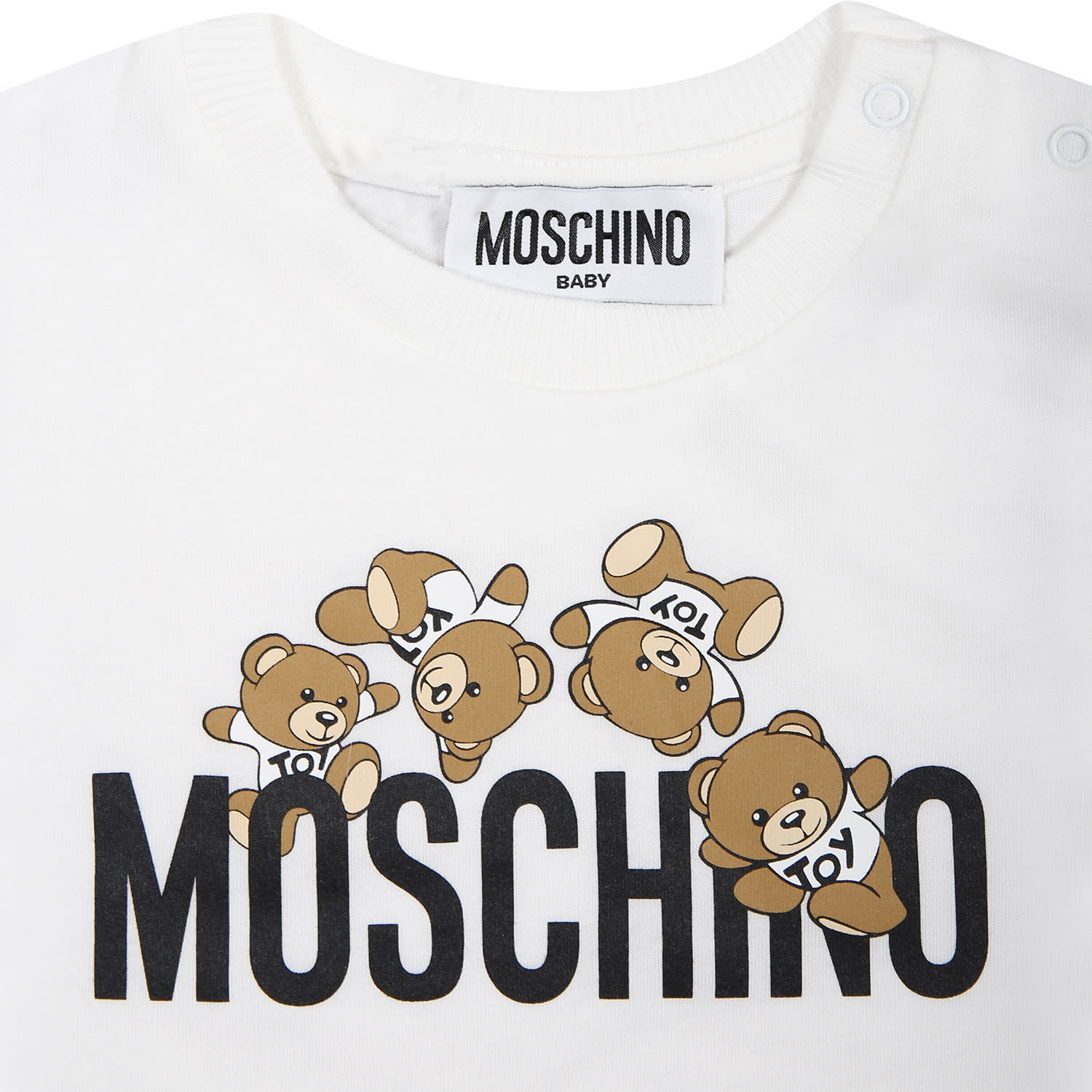 Shop Moschino White T-shirt For Baby Boy With Teddy Bears And Logo