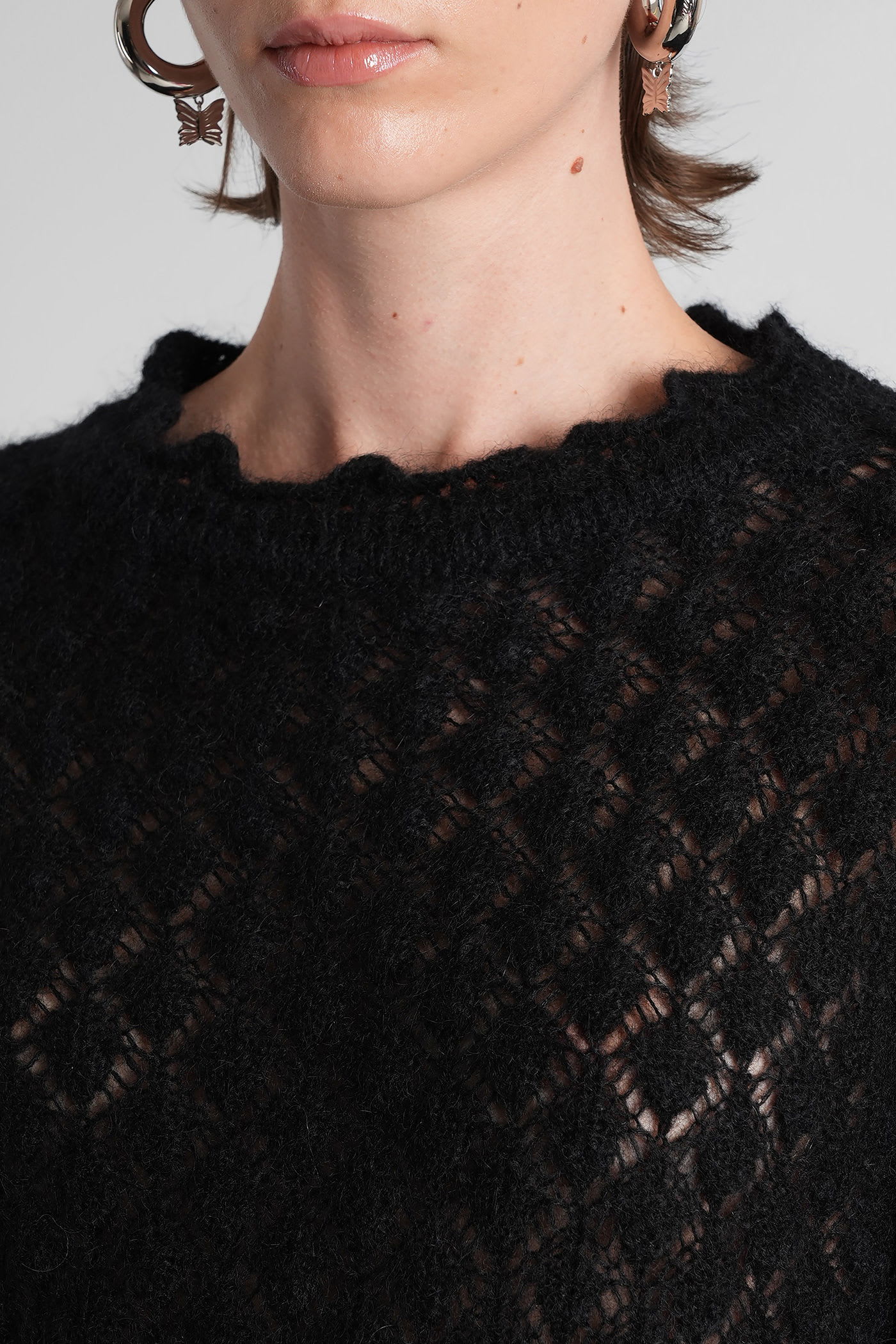 Blumarine Openwork Design Crew Neck Knit In Black
