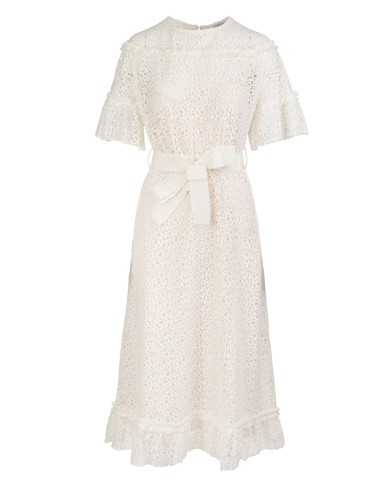 Photo of  Parosh Panna White Embroidered Midi Dress- shop Parosh Dresses, Midi Dresses online sales