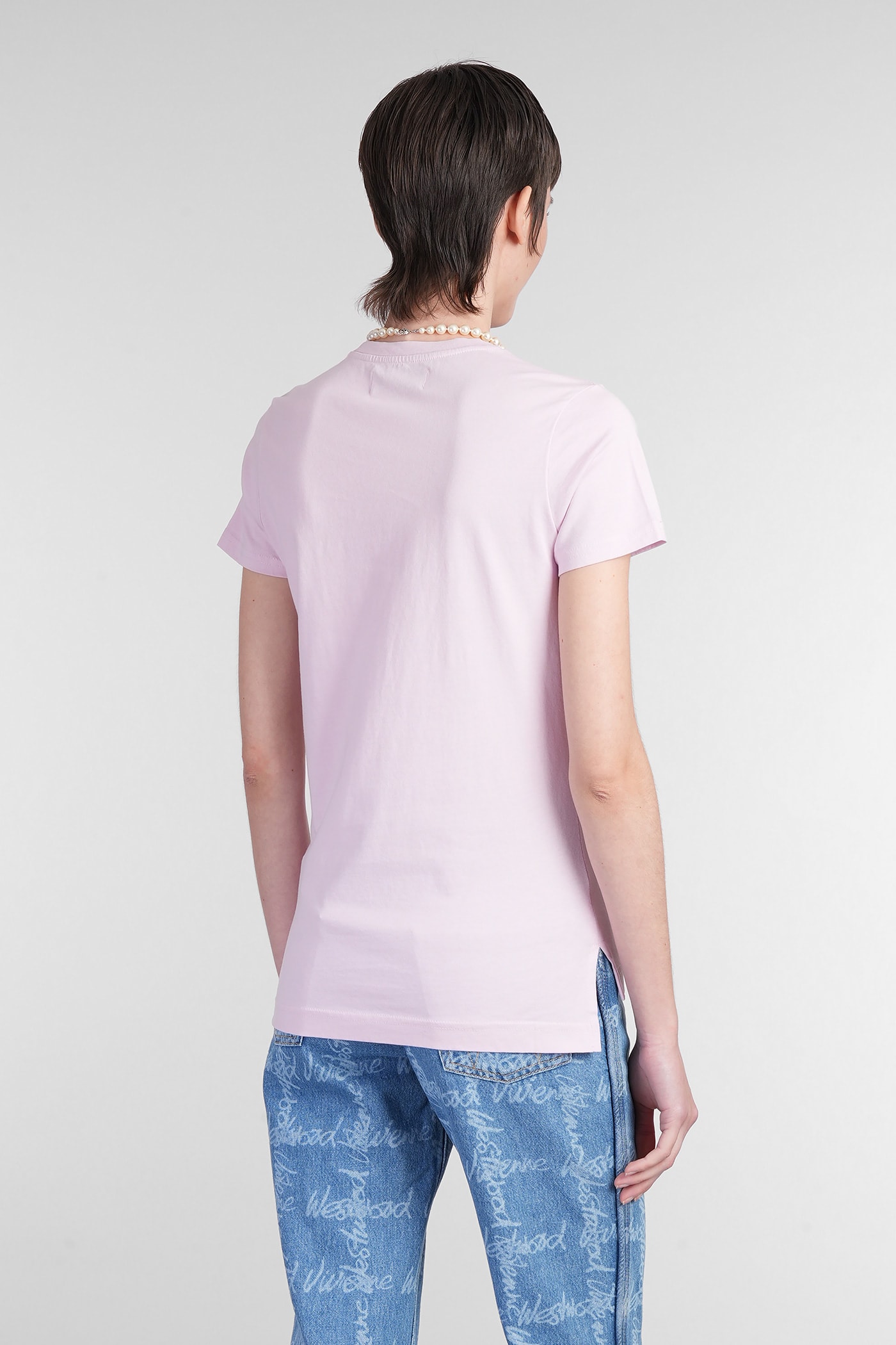 Vivienne Westwood Crew Neck Graphic Print Spray-paint Effect Top In Rose-pink