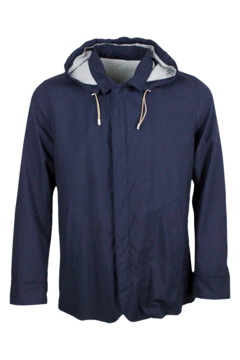 Shop Barba Napoli Lightweight Jacket In Cool Wool In Blu