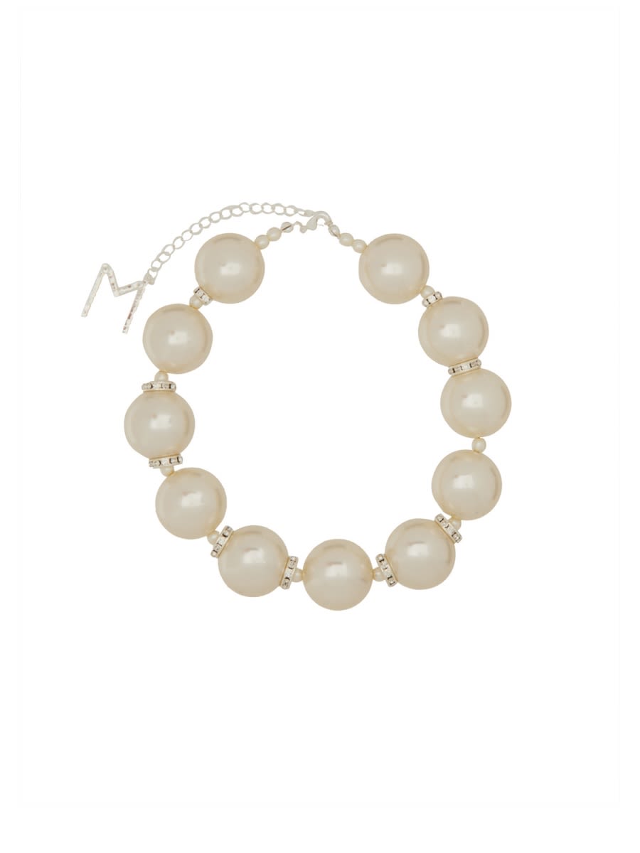 Shop Magda Butrym Oversized Pearl Necklace In White