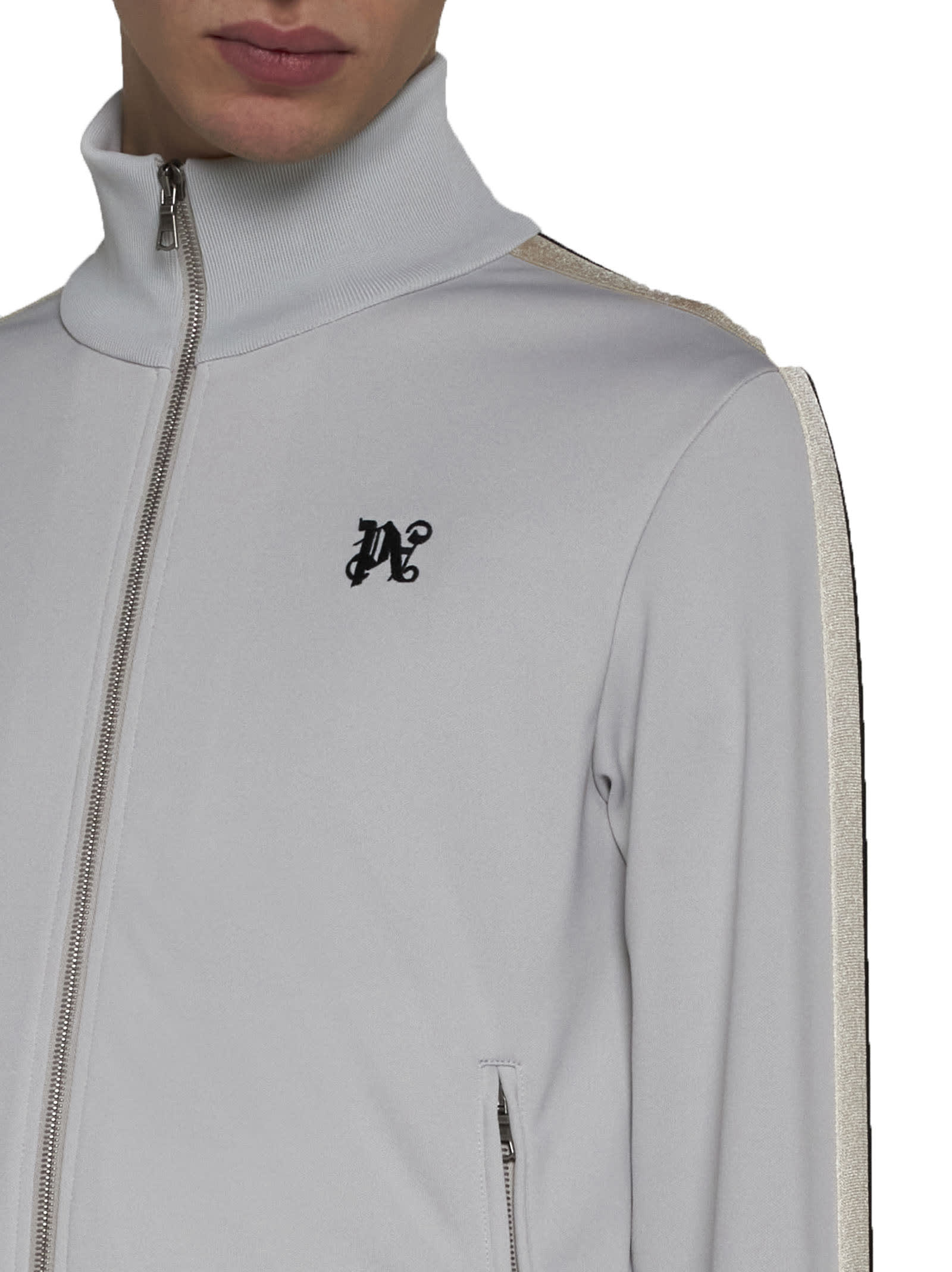 Palm Angels Men's Monogram Track Jacket In Grey