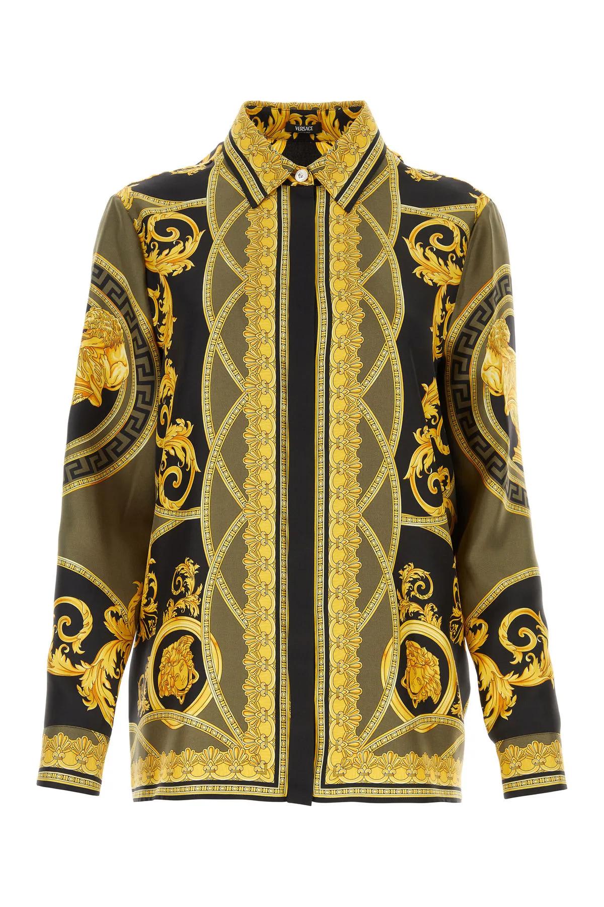 Shop Versace Printed Silk Shirt In Multicolour