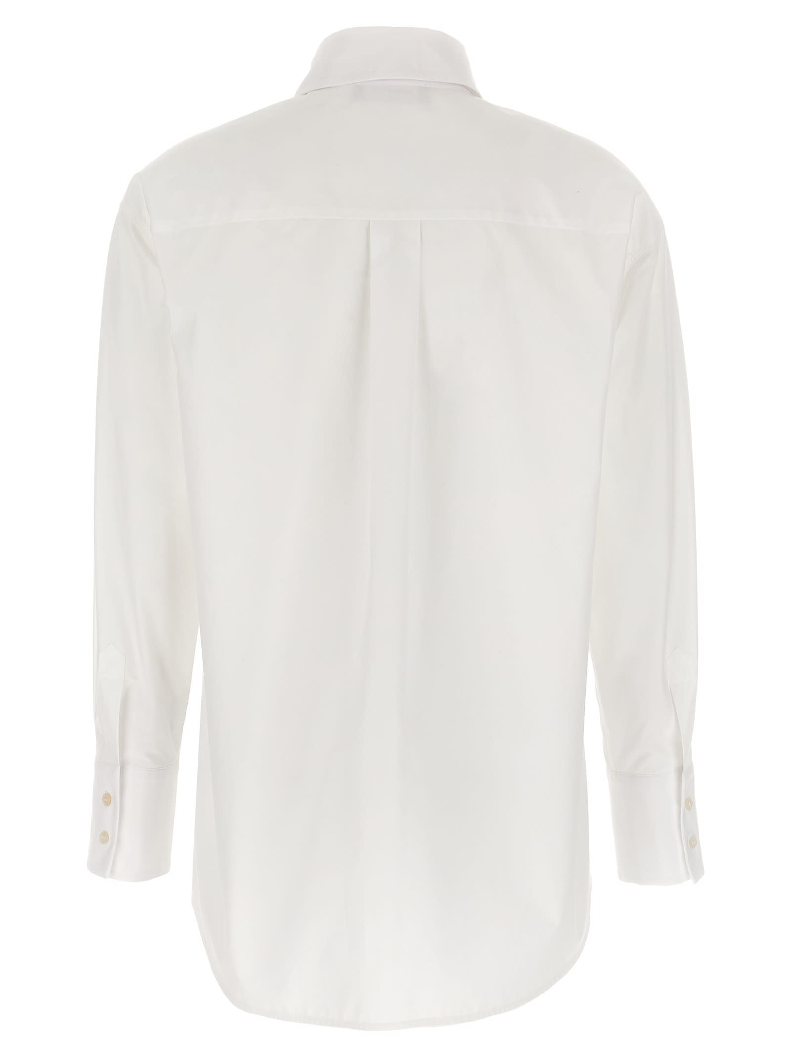 Fabiana Filippi Cotton Poplin Shirt With Knotted Lace Collar In White