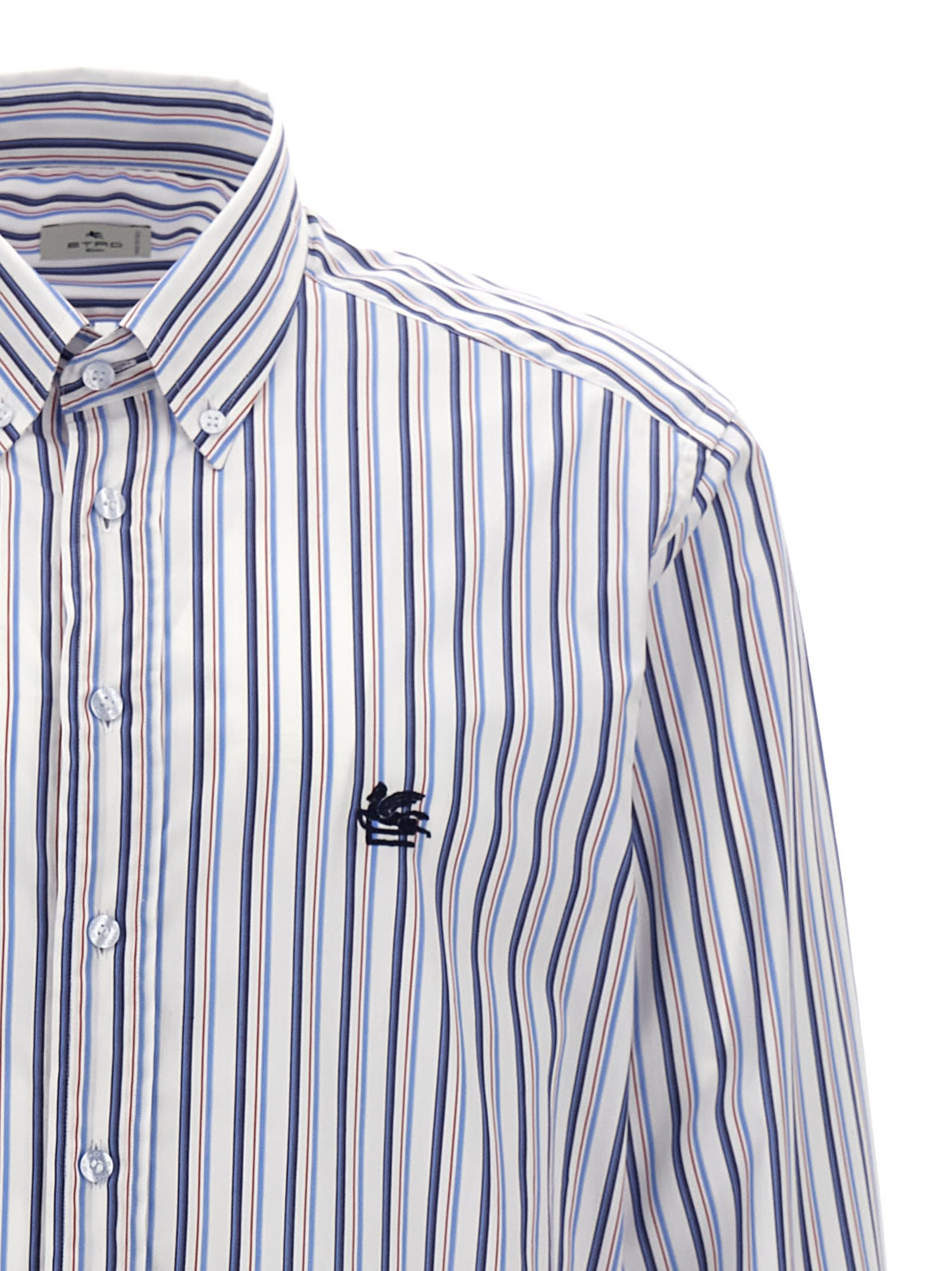 Shop Etro Logo Embroidery Shirt In Multicolor