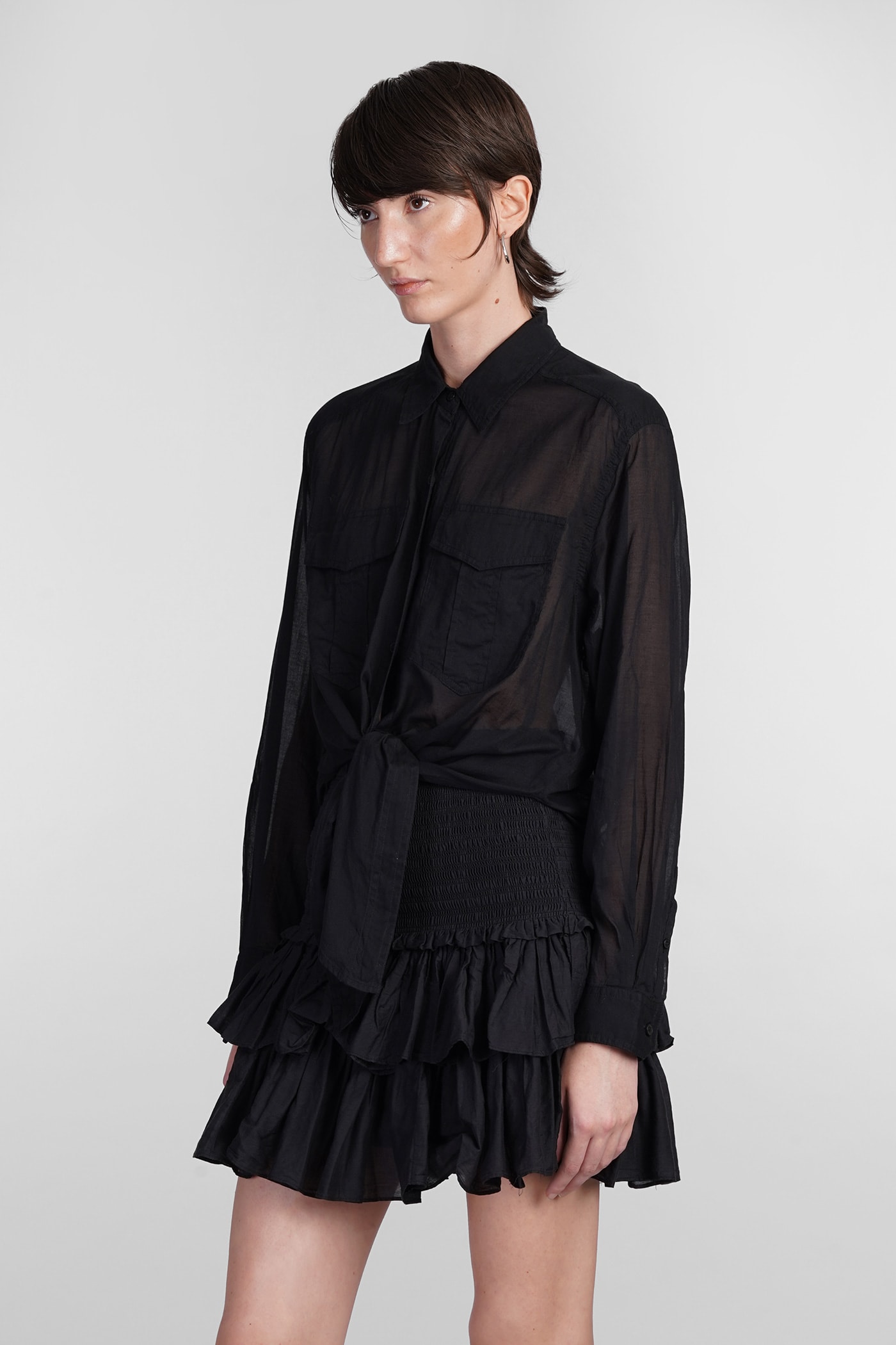 Shop Marant Etoile Nath Shirt In Black Cotton