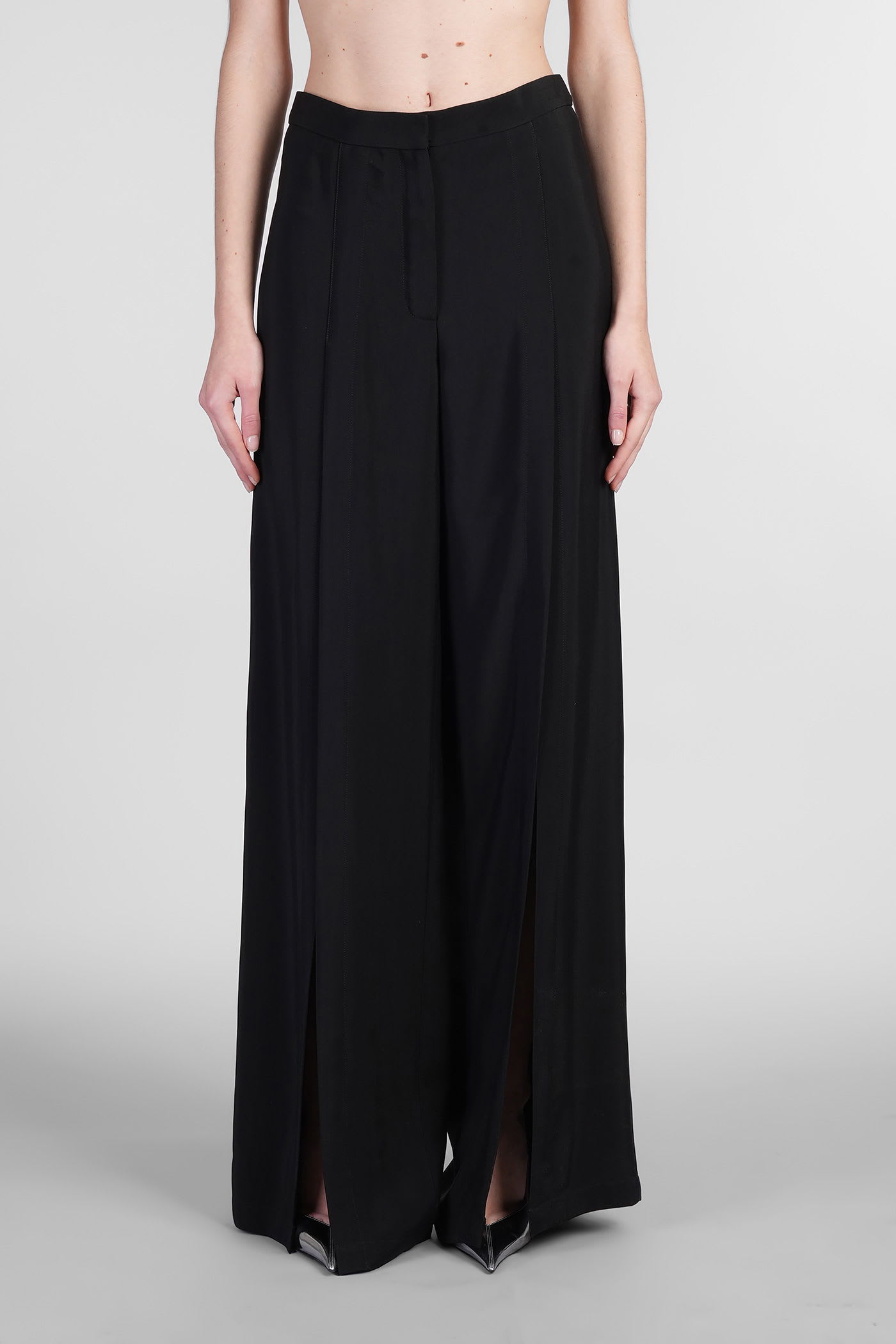 Mugler Pants In Black Viscose In Black