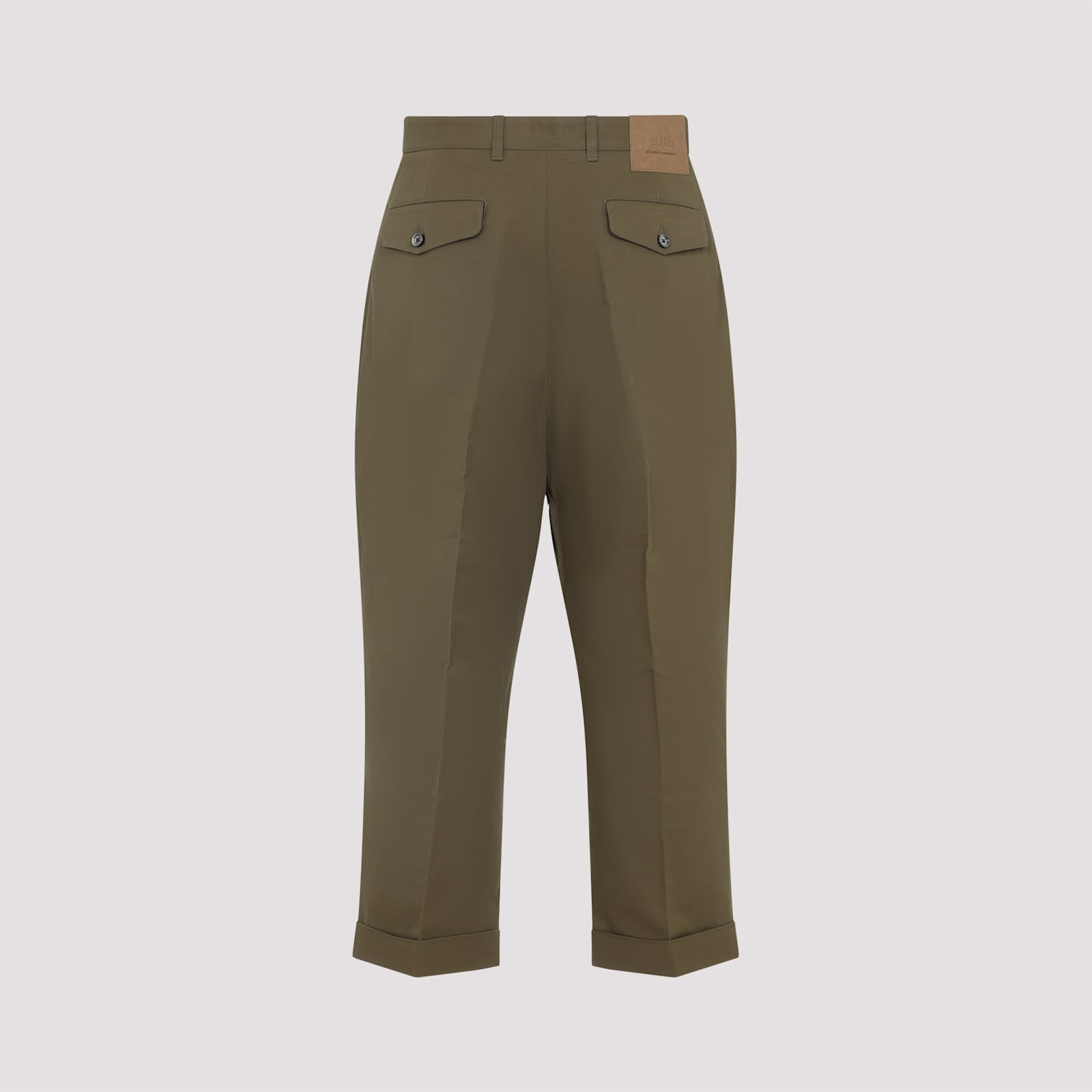 Ami Alexandre Mattiussi Oversized Carrot Trousers Cuffed Hem In Green