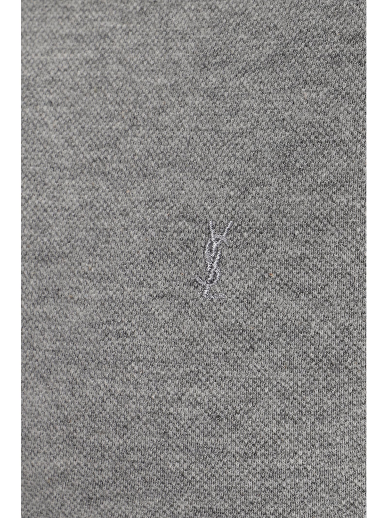 Shop Saint Laurent Cassandre Polo Shirt In Gris Chine