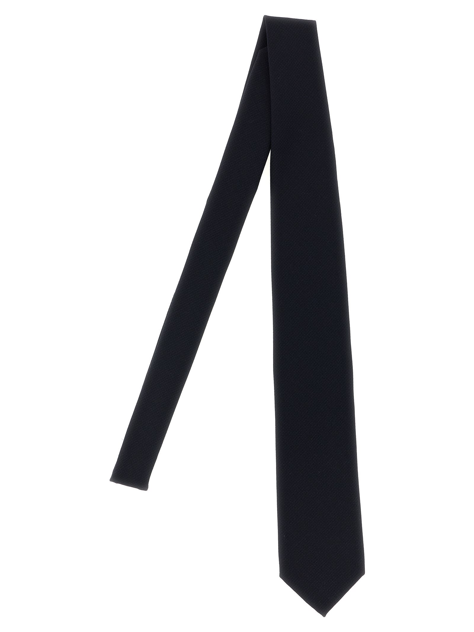 Brioni Slim Textured Wool Tie With Pointed Tip In Blue