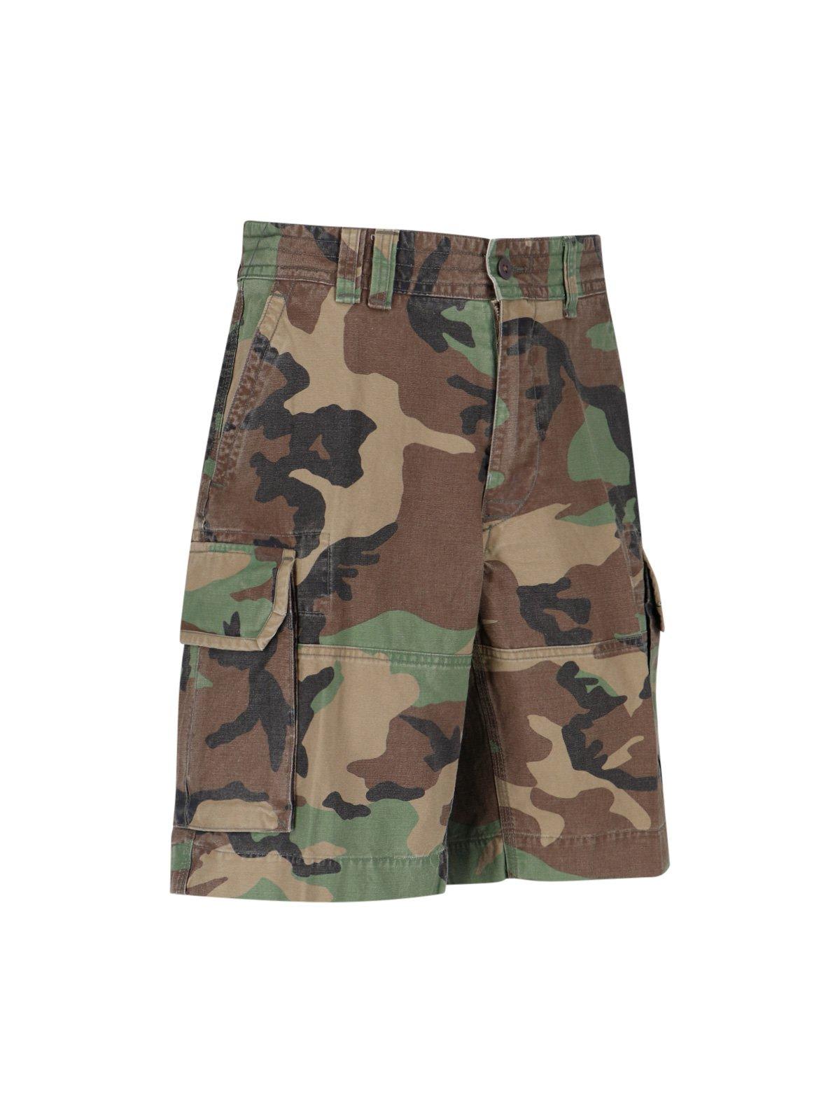 Shop Polo Ralph Lauren Camouflage Printed Knee-length Cargo Shorts In Brown