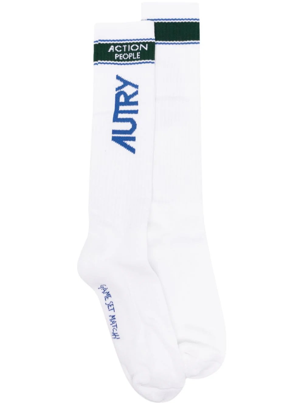 Autry White Socks With Logo In Wht/black