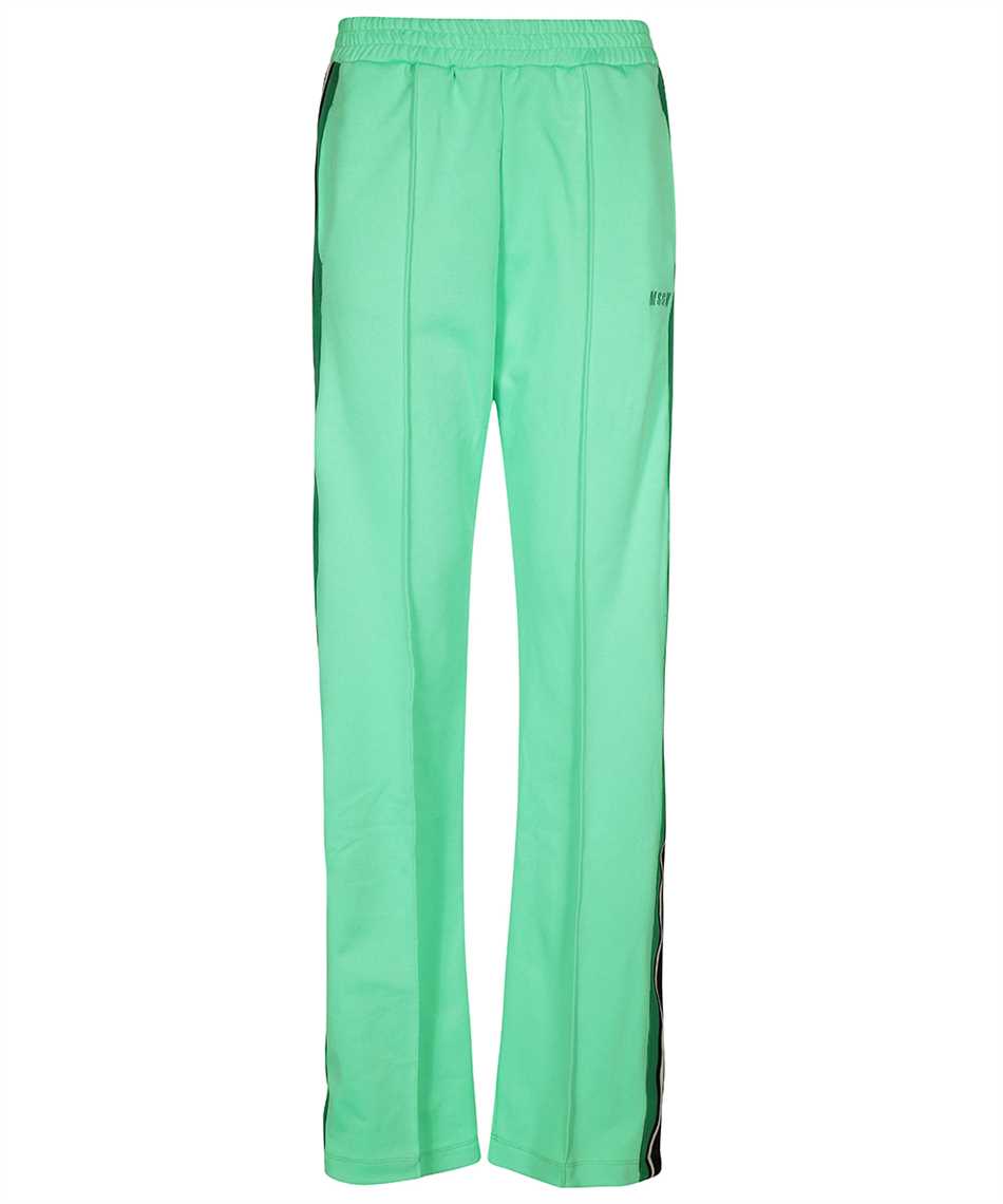 Msgm Elasticated-waistband Striped Track Pants In Green