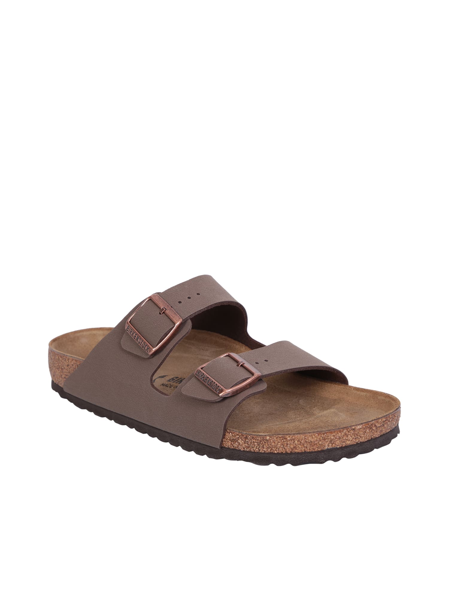 Shop Birkenstock Arizona Double Buckle Strap Sliders In Mocca