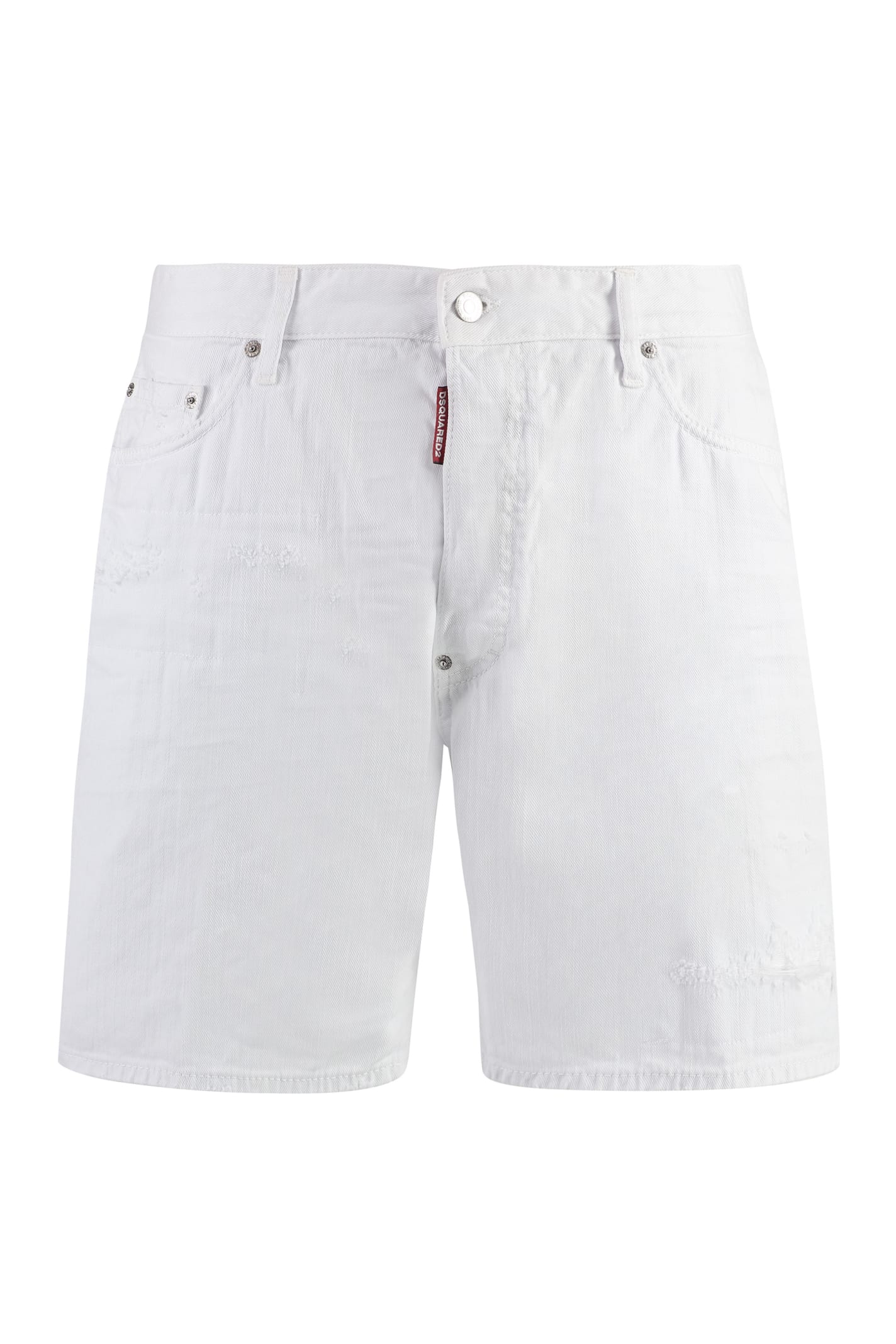 Shop Dsquared2 Cotton Bermuda Shorts In Bianco