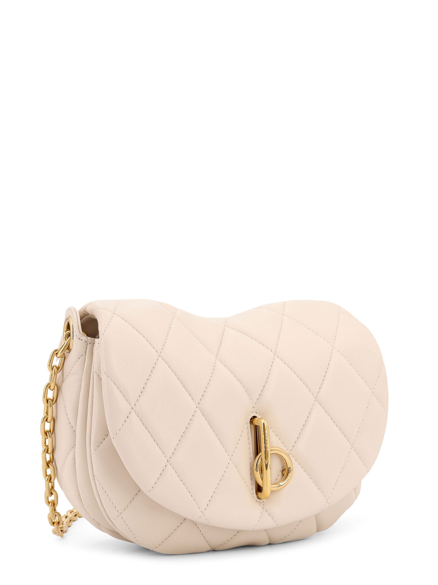 Burberry Rocking Horse Quilted Leather Shoulder Bag In White
