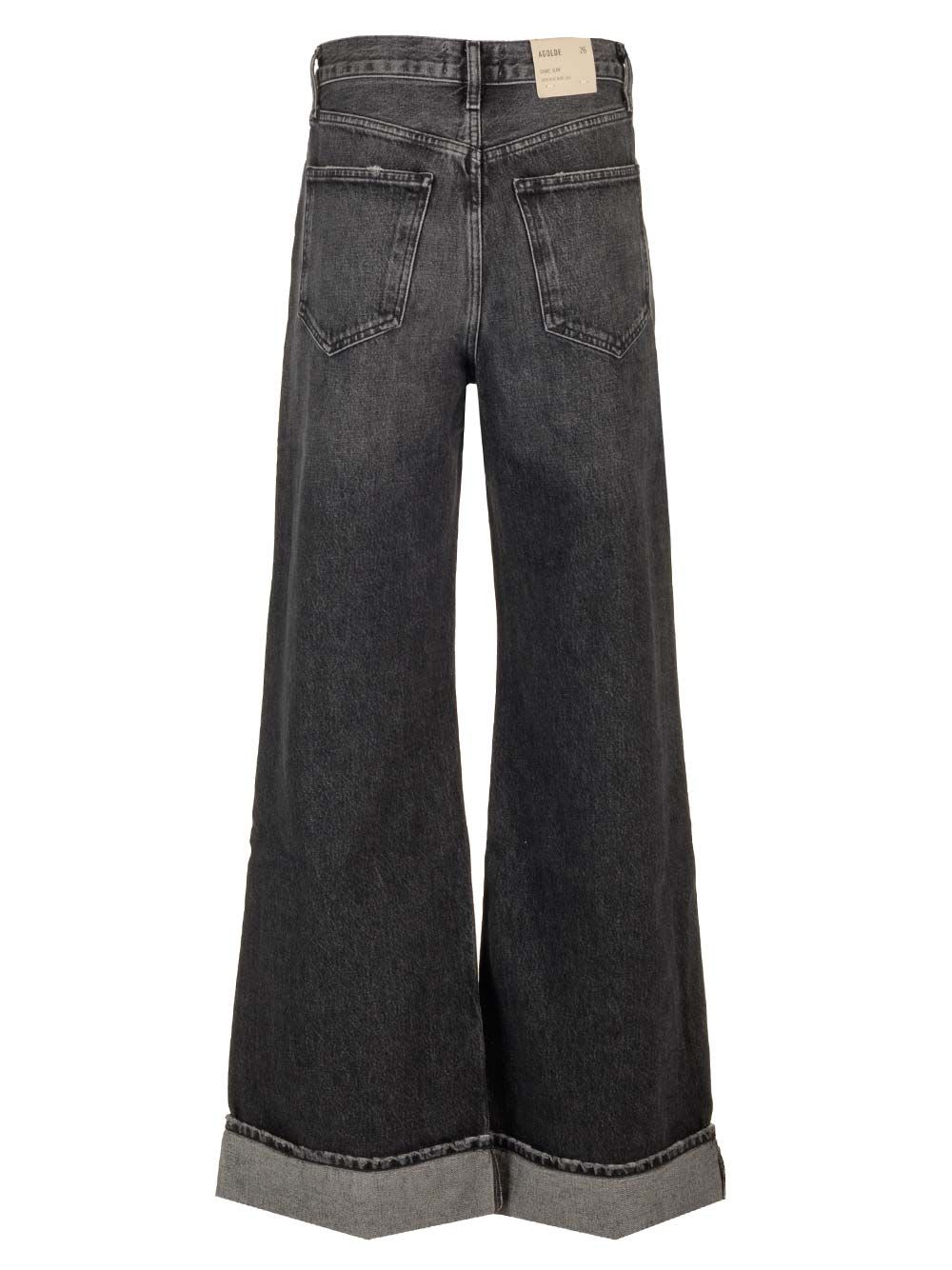 Shop Agolde Dame Wide Leg Jeans In Black