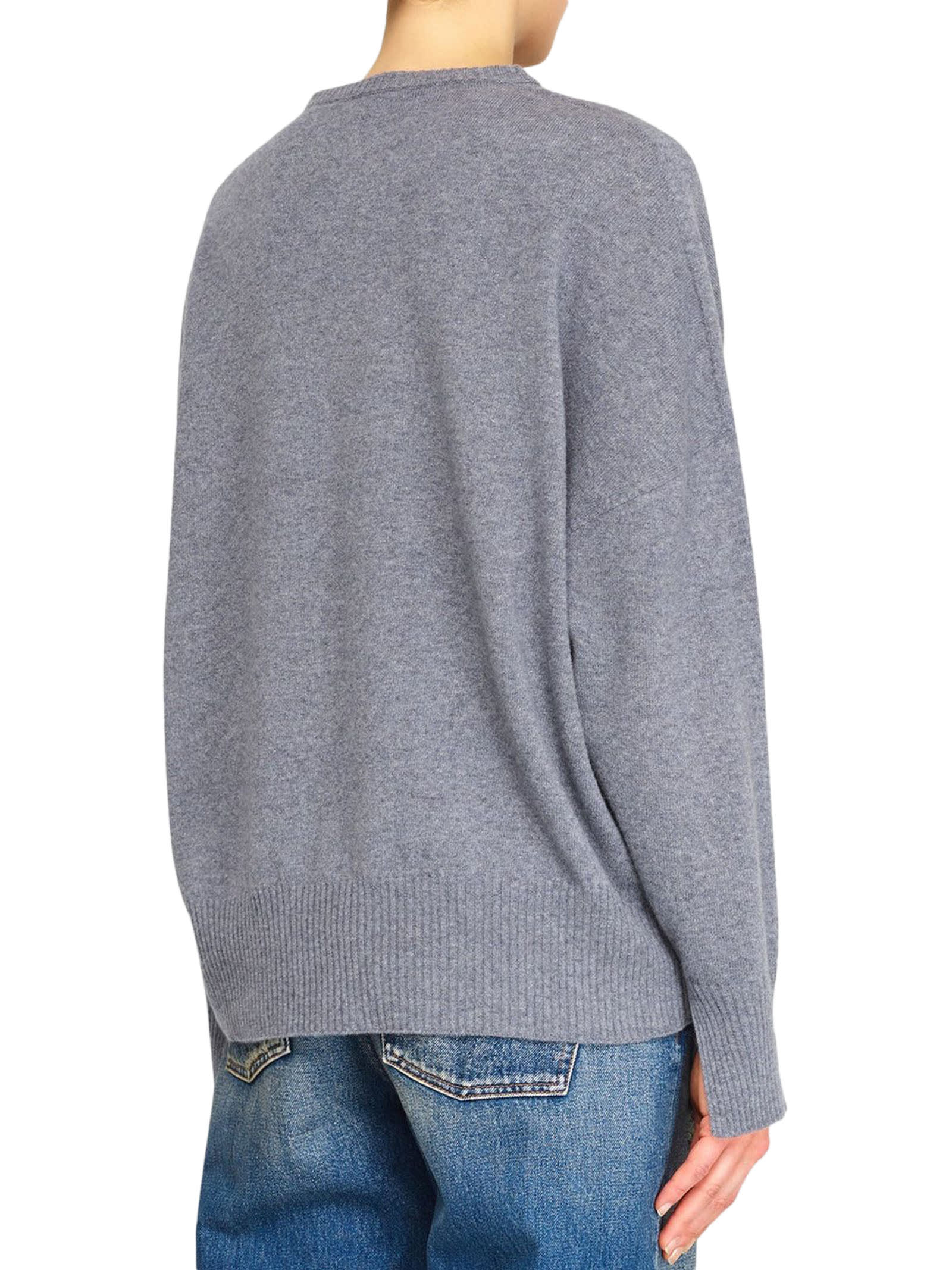 Shop Semicouture Cashmere Blend Crew Neck Sweater In Grey