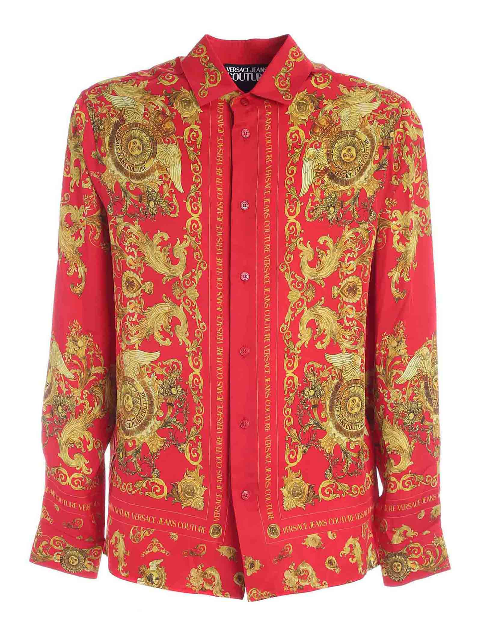 Versace Jeans Couture Rococo Pattern Shirt In Red