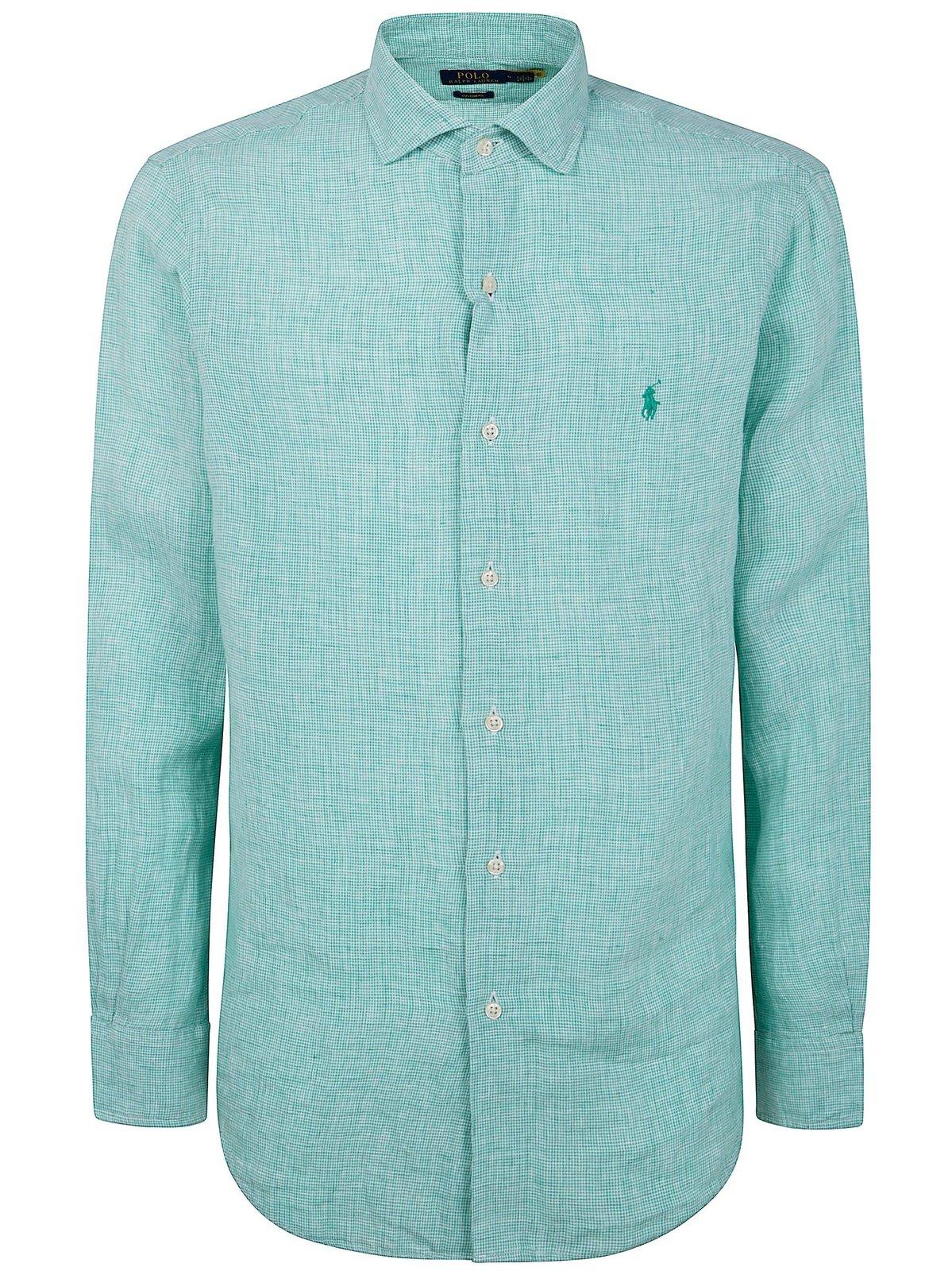 Ralph Lauren Polo Pony Embroidered Buttoned Shirt In Blue