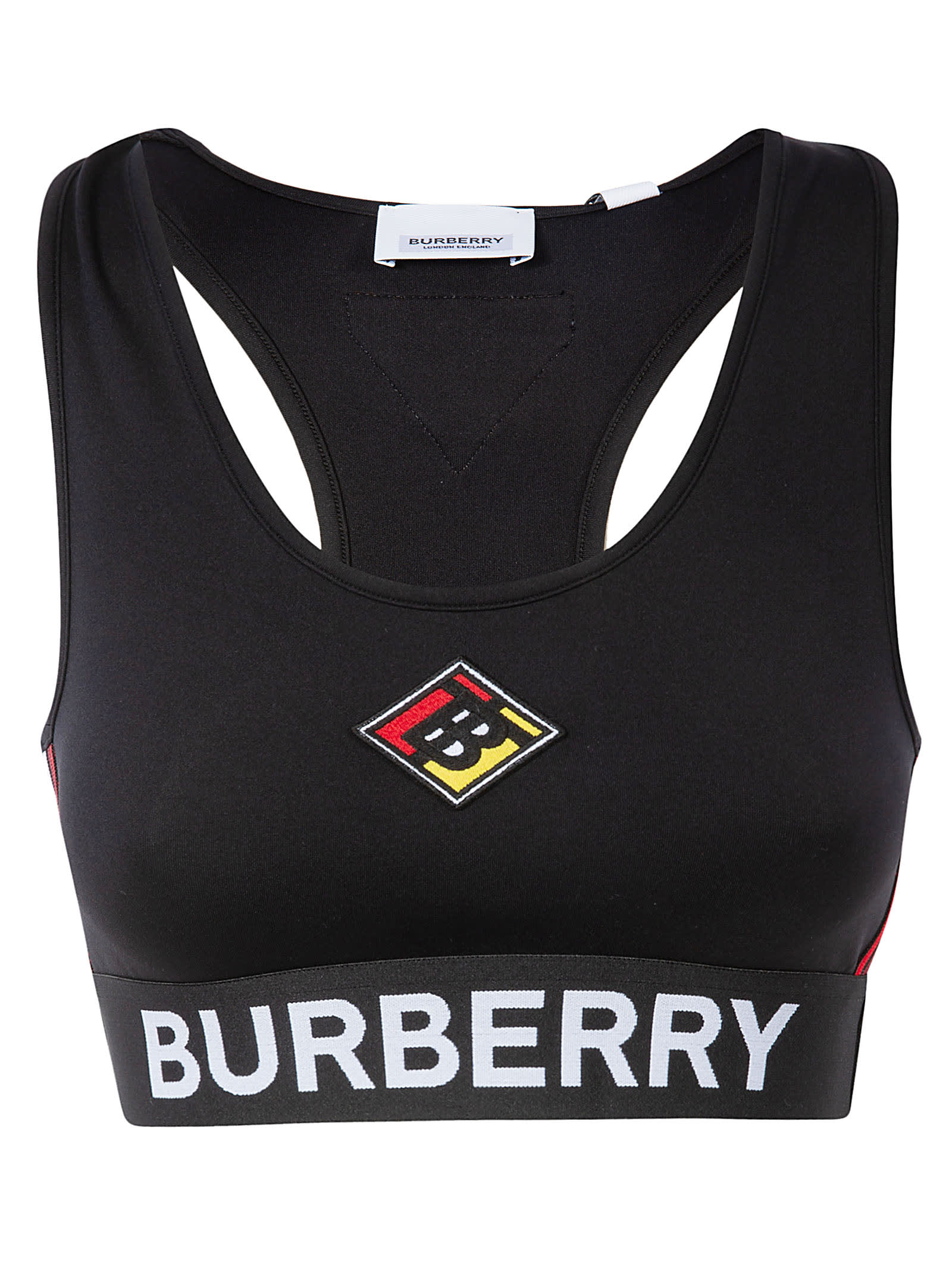 Burberry Logo Detail Stretch Jersey Bra In Black