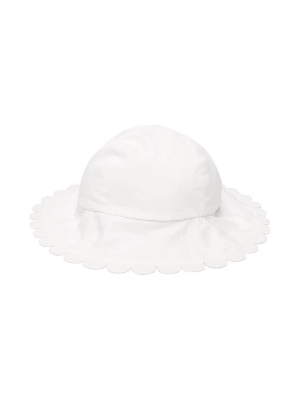 Chloé Baby White Hat With Scalloped Hem