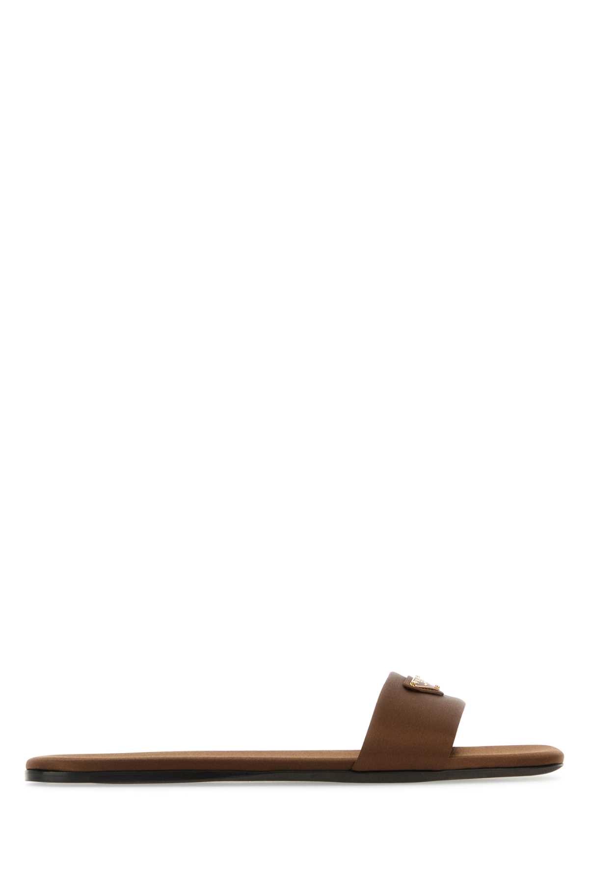 Prada Chocolate Satin Slippers