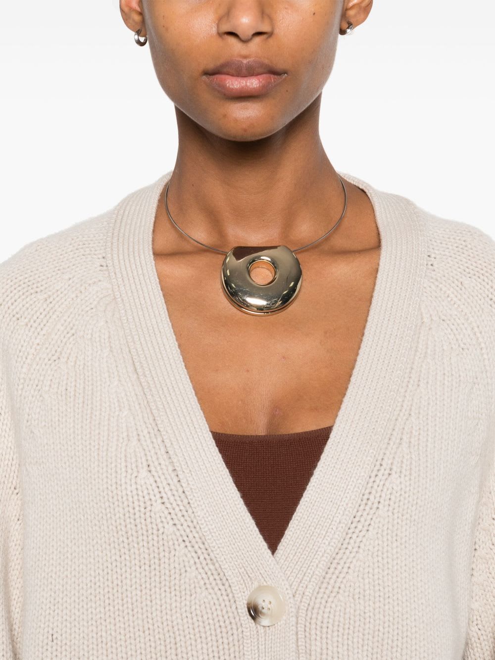 Goat Cashmere V-necked Cardigan In Multi