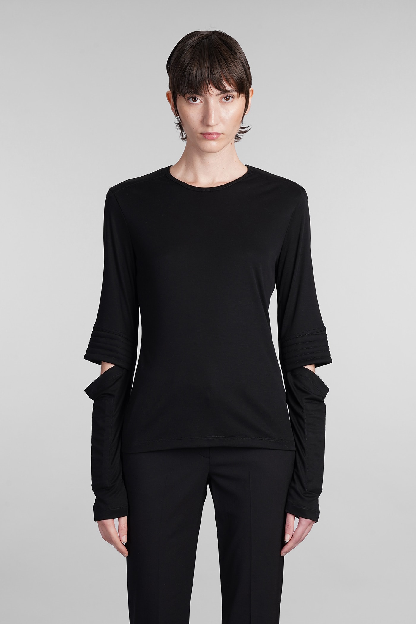 T-shirt In Black Wool And Polyester