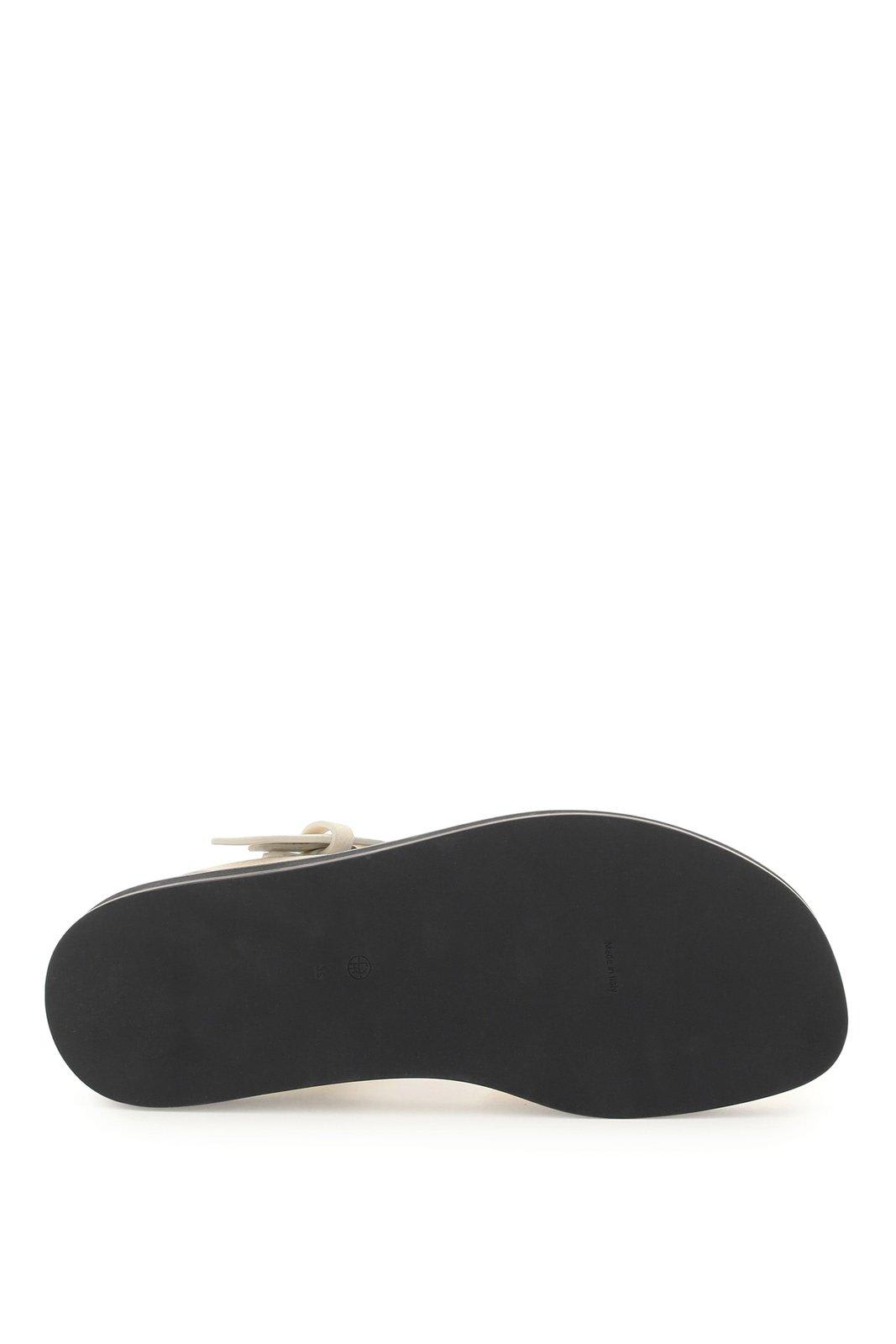 The Row Off-white Leather Fisherman Flat Sandals In Ivr - Ivory