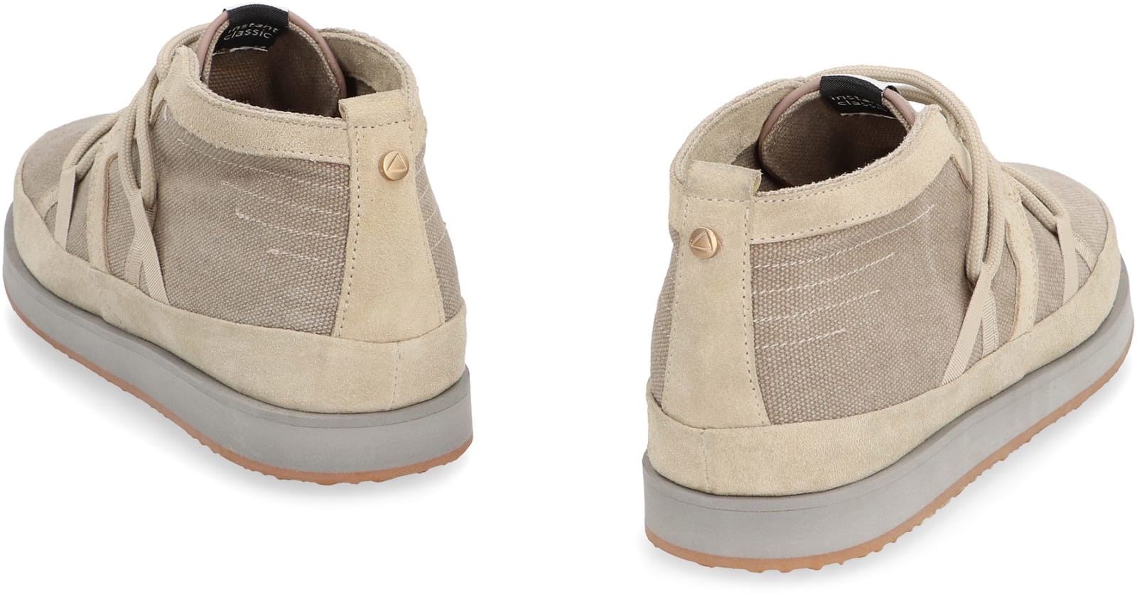 Volta Canvas Mid-top Sneakers In Beige