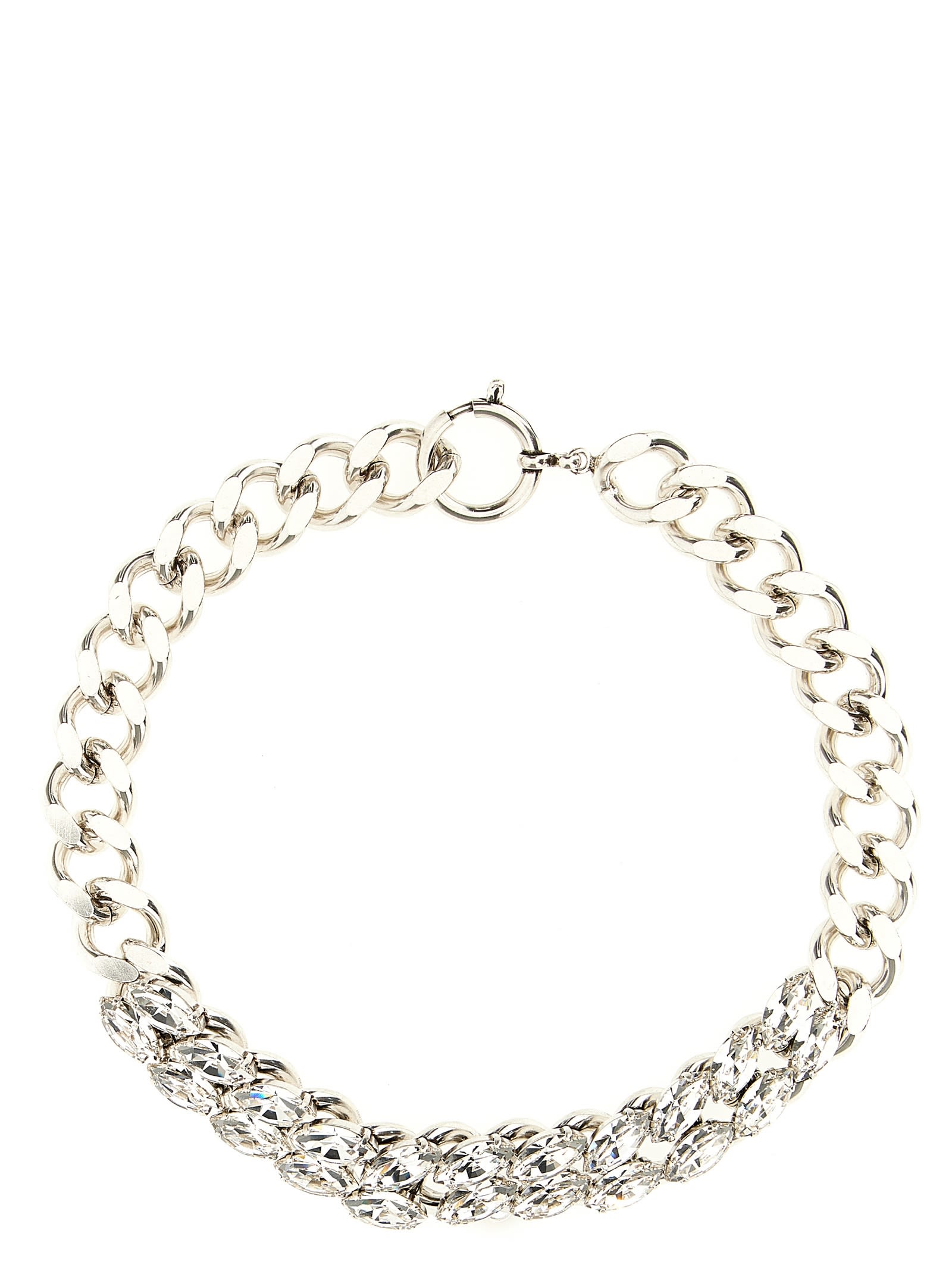 Shop Isabel Marant Crystal Chain Necklace In Silver