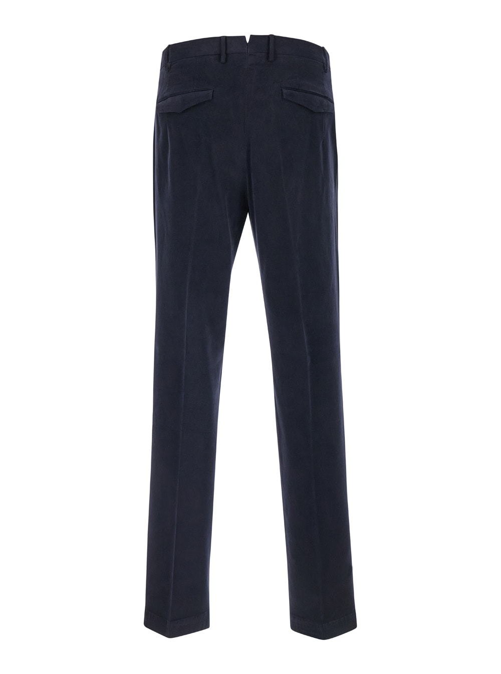 Shop Pt Torino Dark Blue Slim Pants With Concealed Closure In Cotton Man